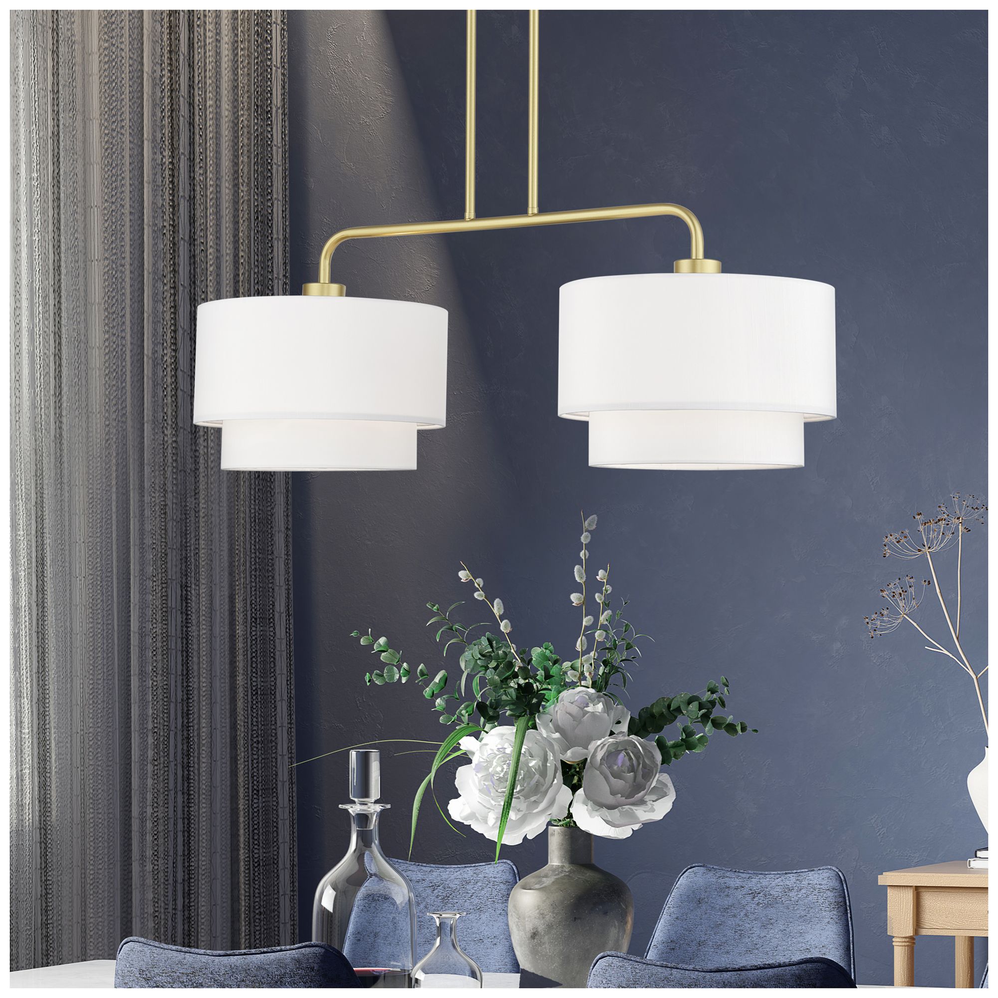 Manorwood 2 Light Soft Gold Large Linear Chandelier