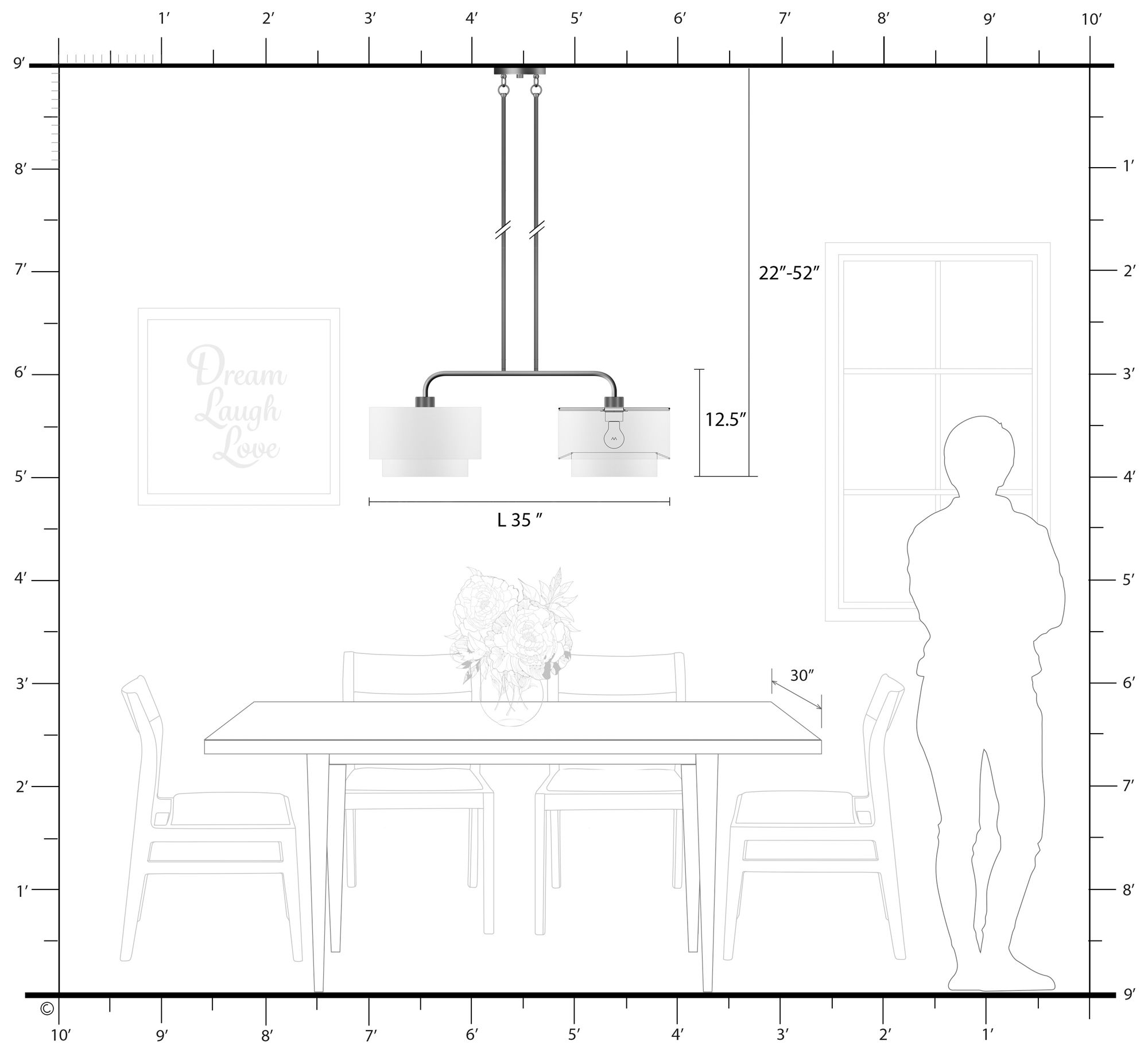 Manorwood 2 Light Soft Gold Large Linear Chandelier