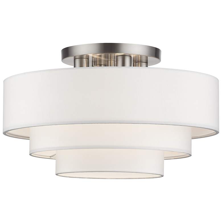 Image 2 Manorwood 21" Wide Brushed Nickel Triple Drum Ceiling Light