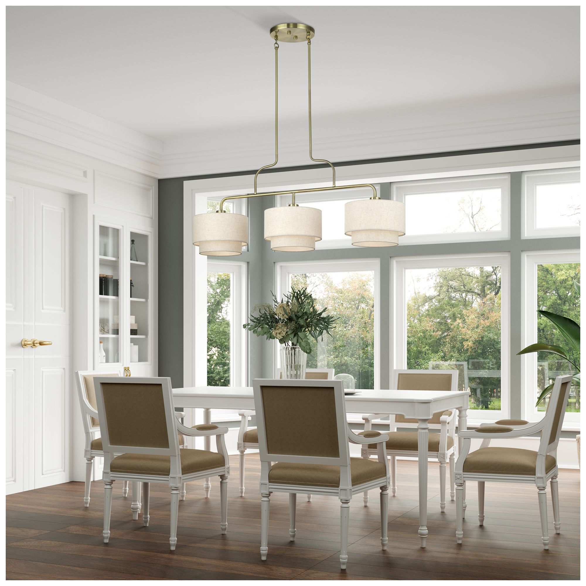 Manorwood 3 Light Antique Brass Extra Large Linear Chandelier