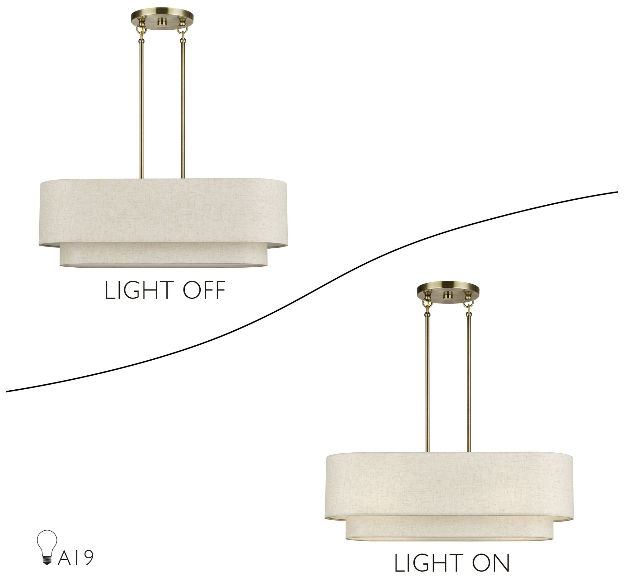 Manorwood 3 Light Antique Brass Medium Linear Chandelier