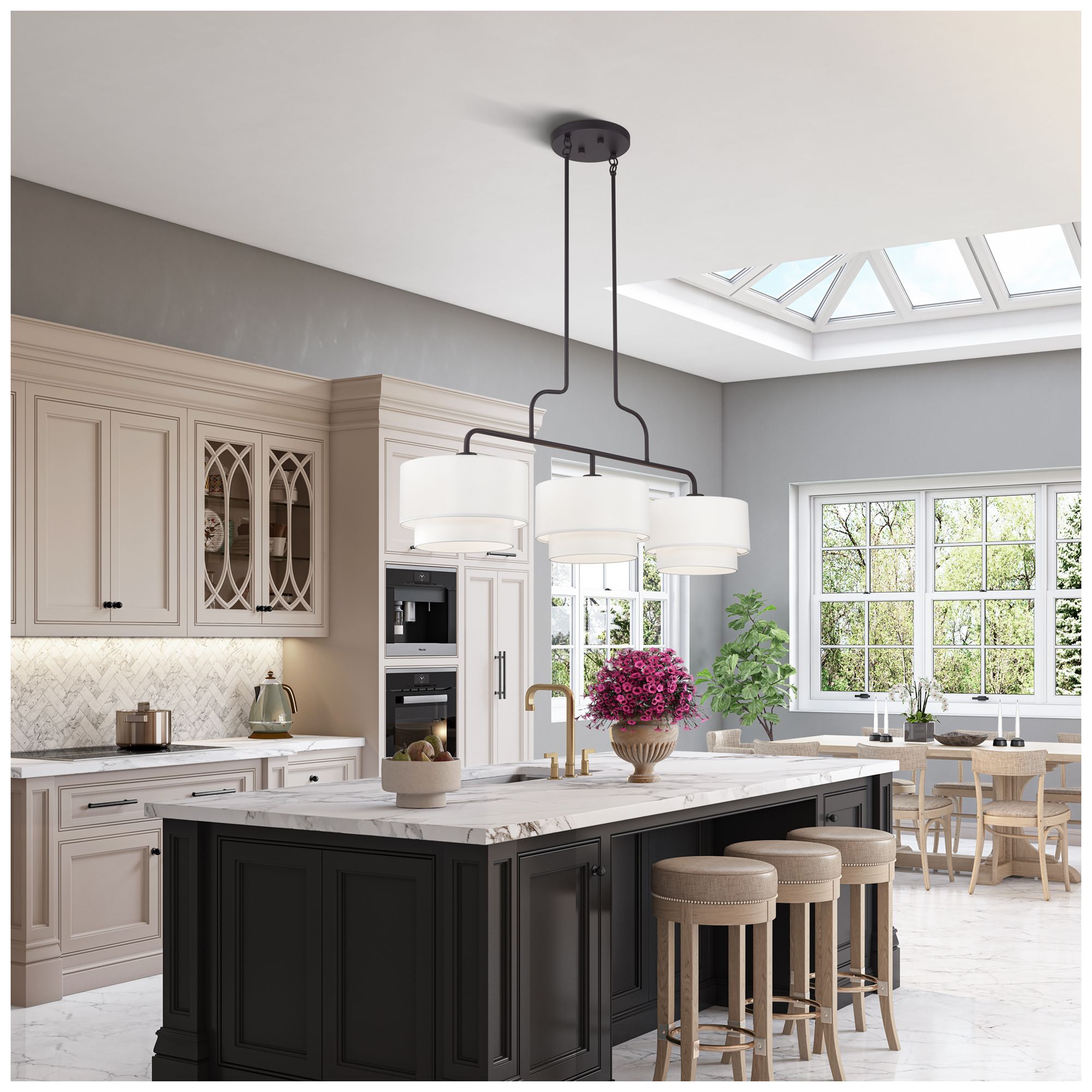 Image 7 Manorwood 3 Light Bronze Extra Large Linear Chandelier more views