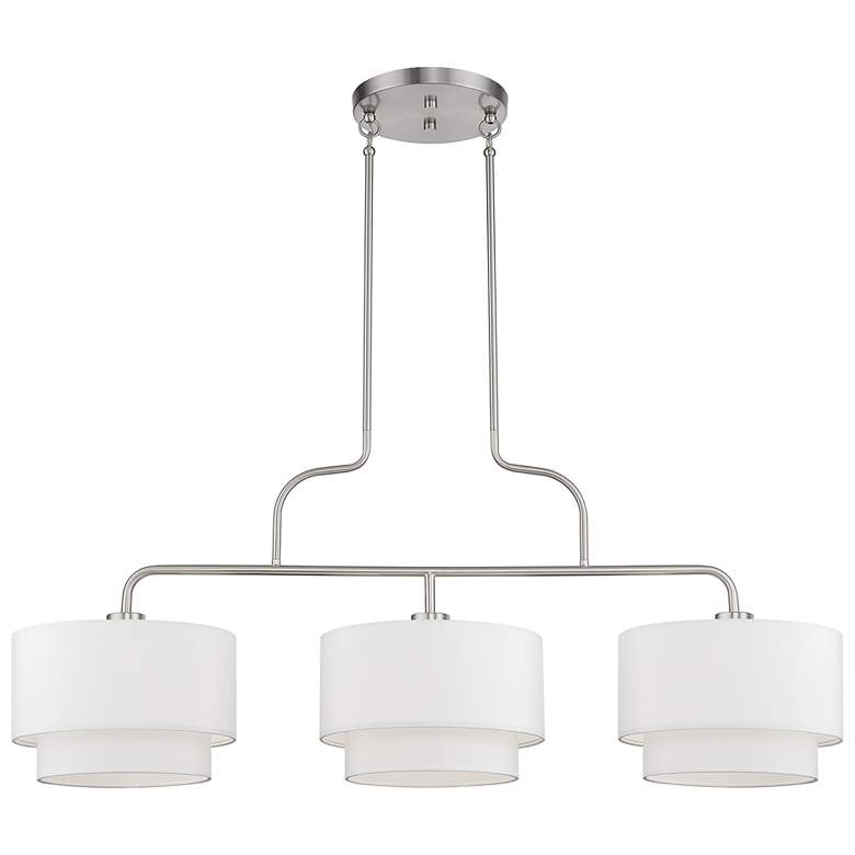 Image 3 Manorwood 3 Light Brushed Nickel Extra Large Linear Chandelier more views