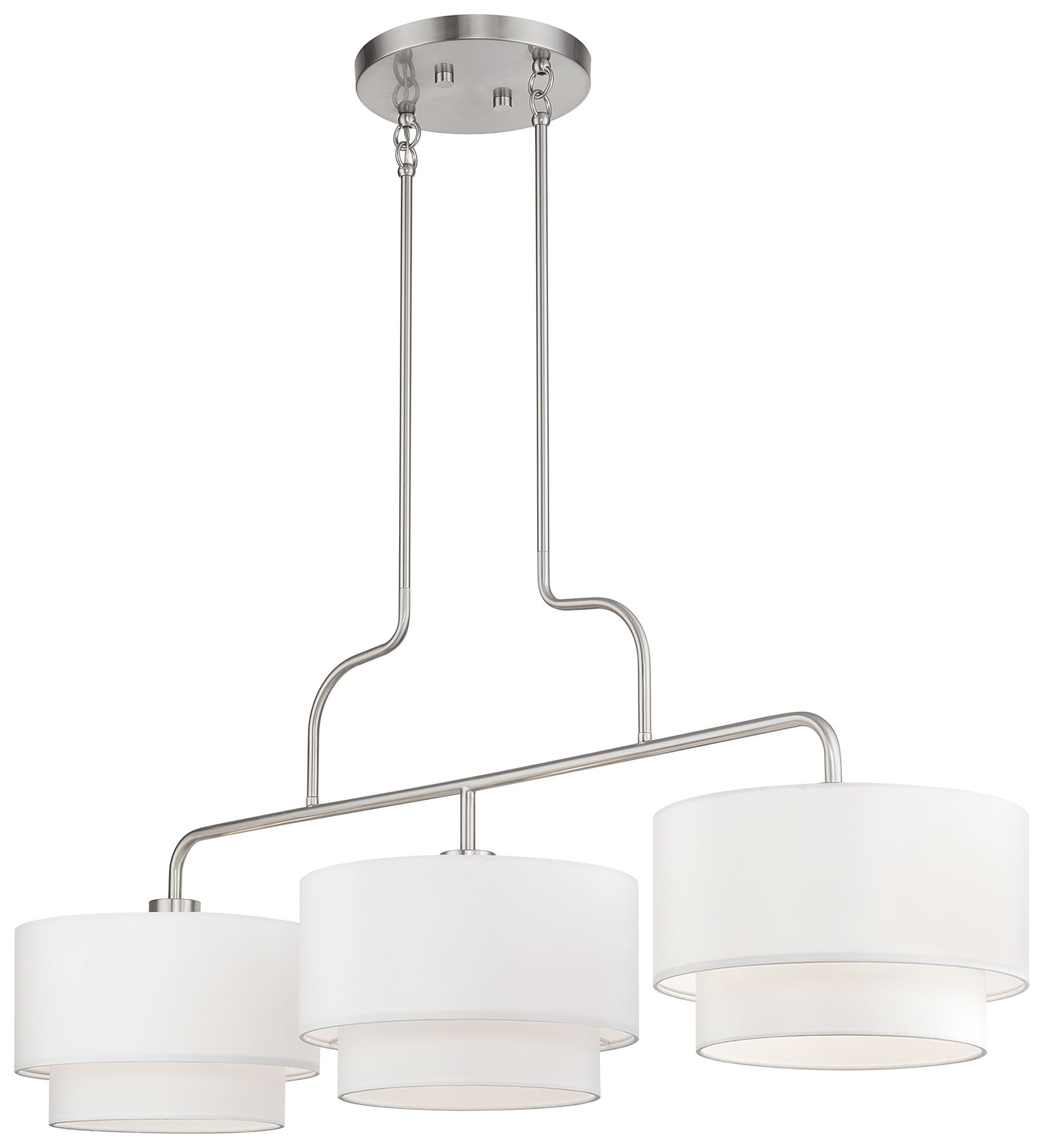 Image 4 Manorwood 3 Light Brushed Nickel Extra Large Linear Chandelier more views