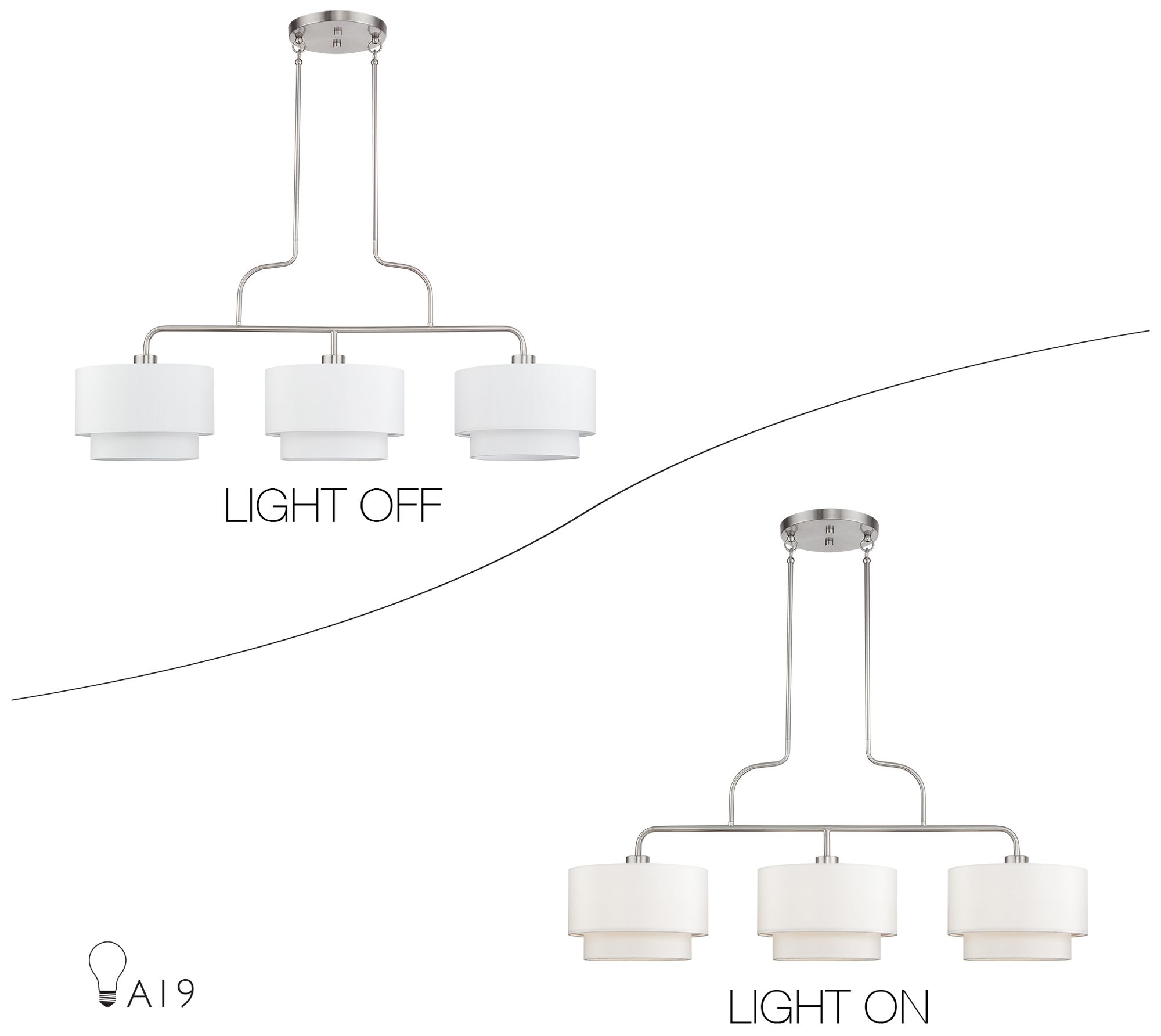 Manorwood 3 Light Brushed Nickel Extra Large Linear Chandelier