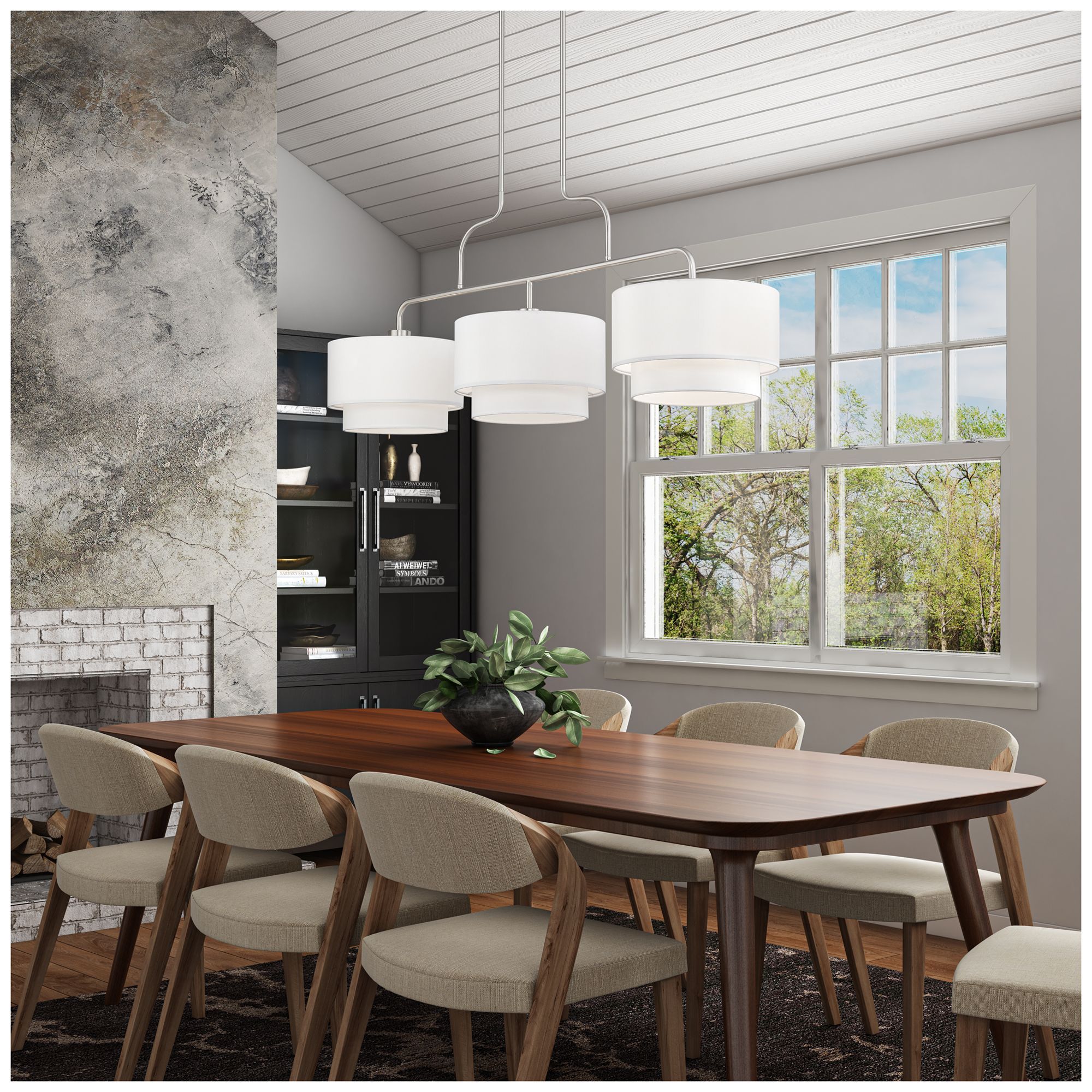 Manorwood 3 Light Brushed Nickel Extra Large Linear Chandelier