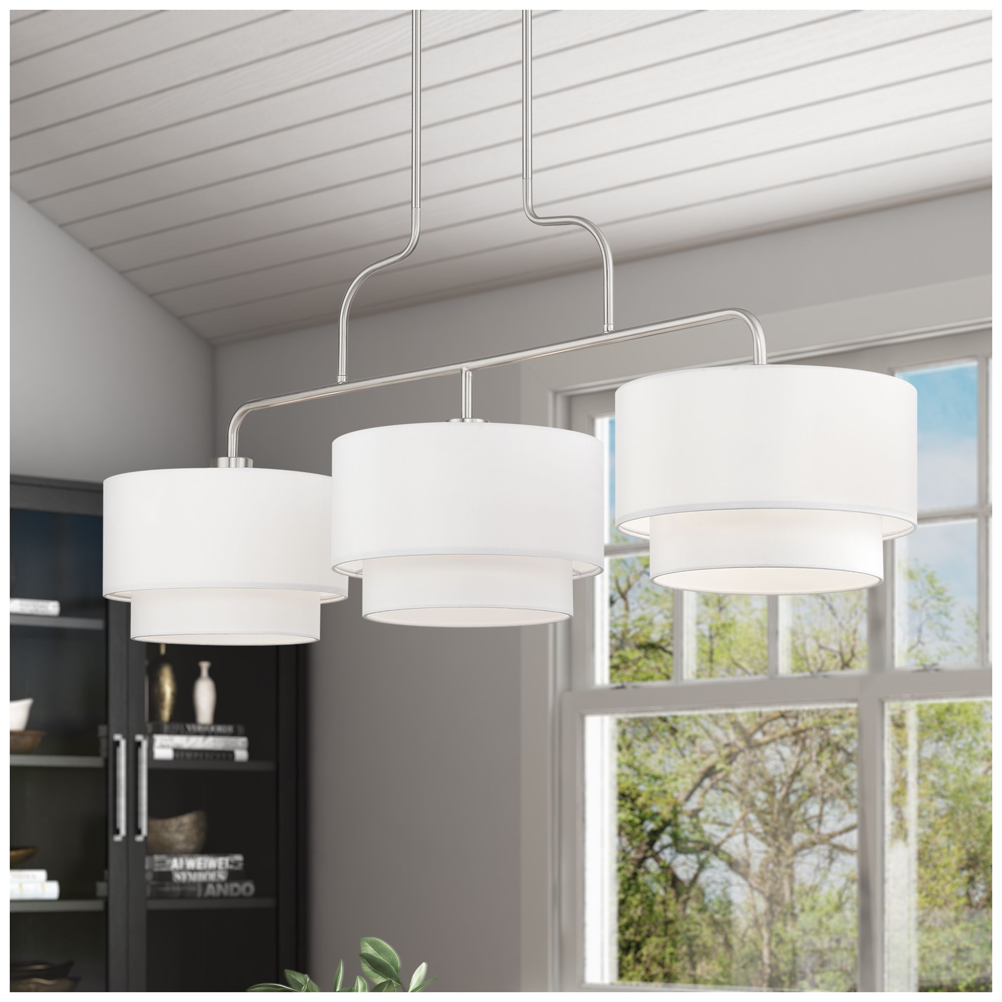 Manorwood 3 Light Brushed Nickel Extra Large Linear Chandelier