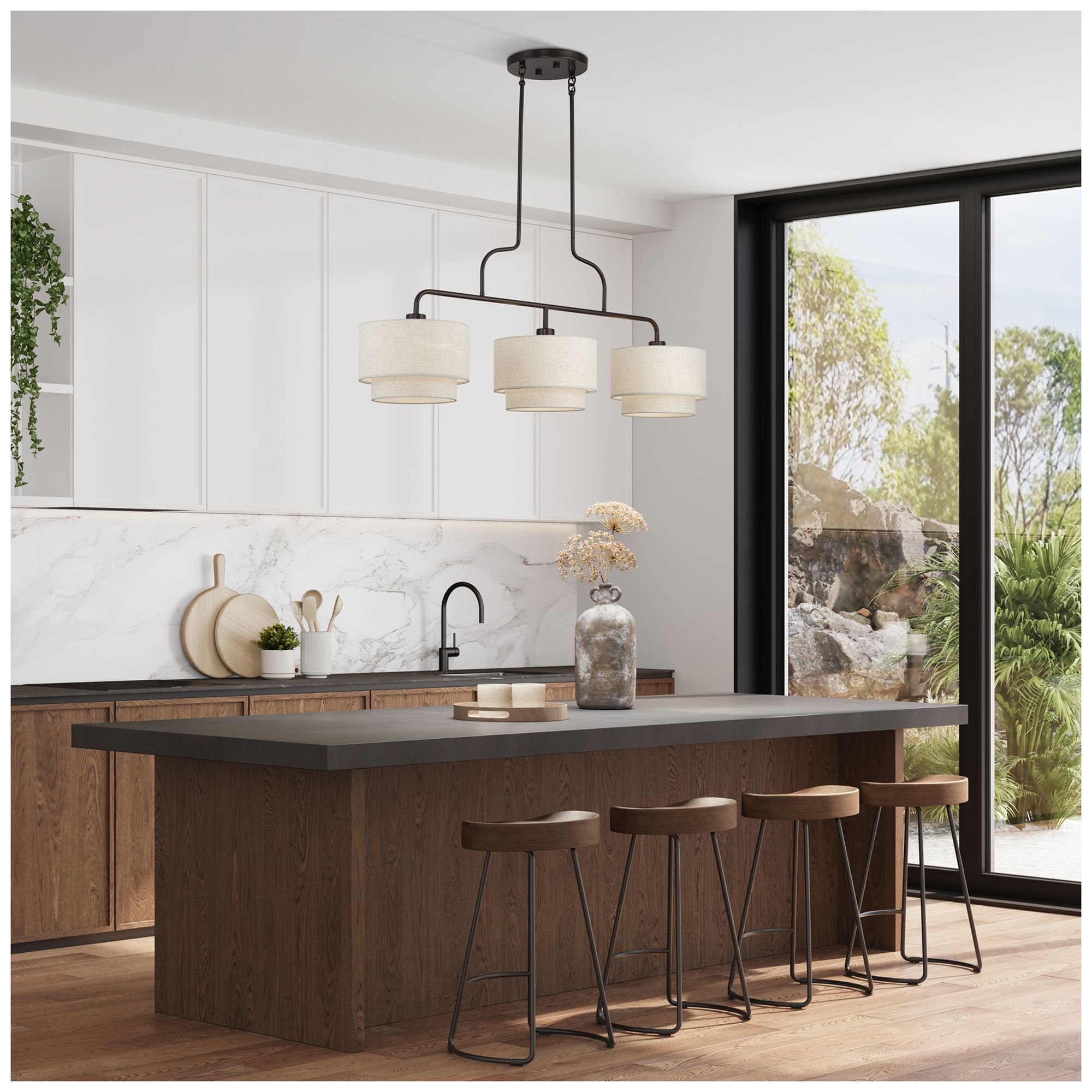 Manorwood 3 Light English Bronze Extra Large Linear Chandelier