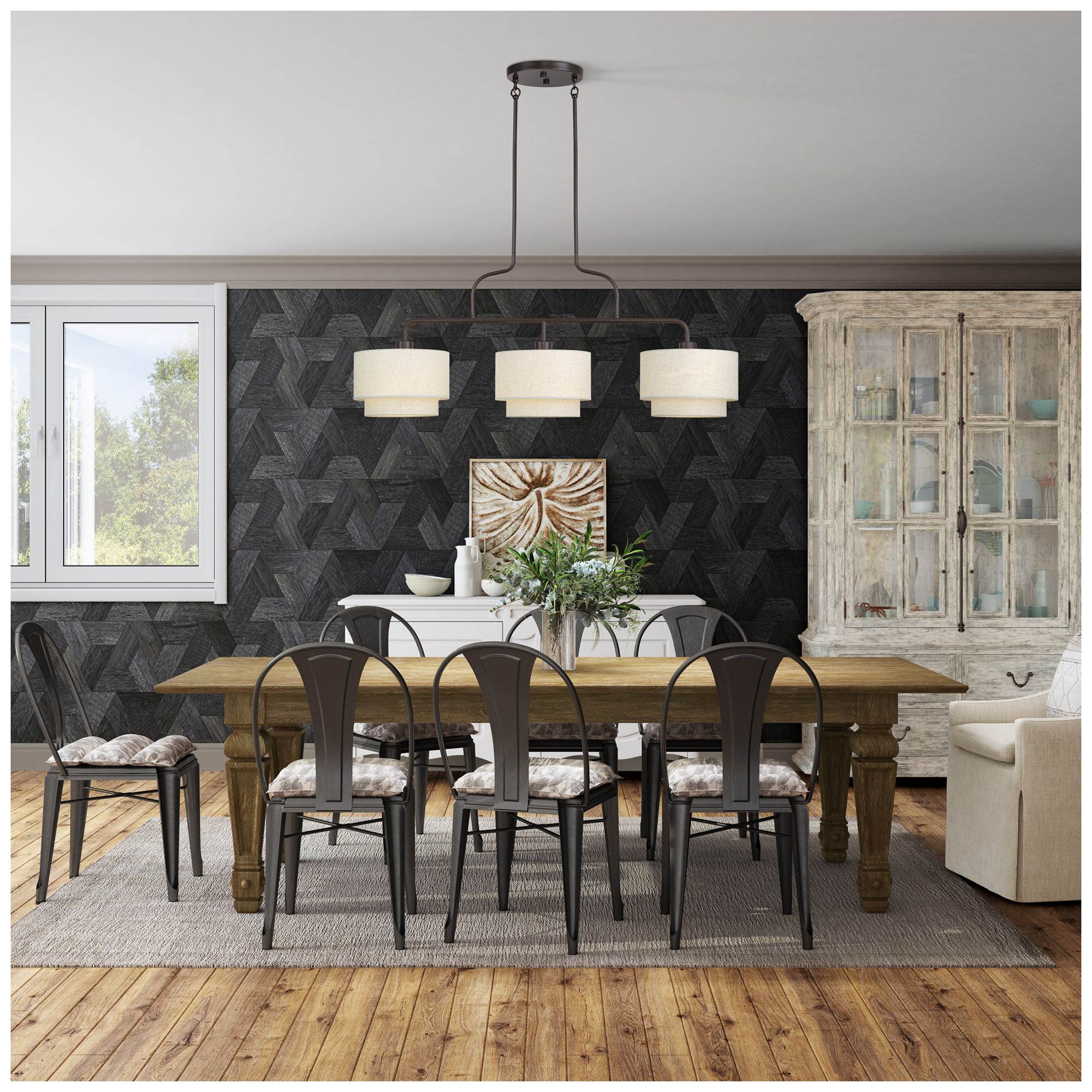 Manorwood 3 Light English Bronze Extra Large Linear Chandelier