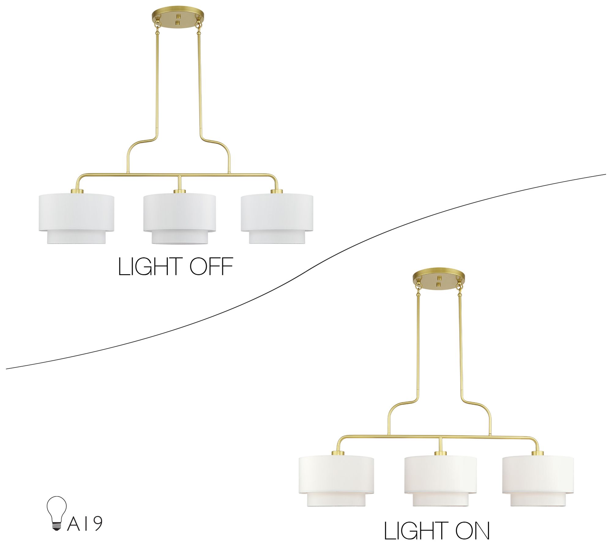 Image 7 Manorwood 3 Light Soft Gold Extra Large Linear Chandelier more views