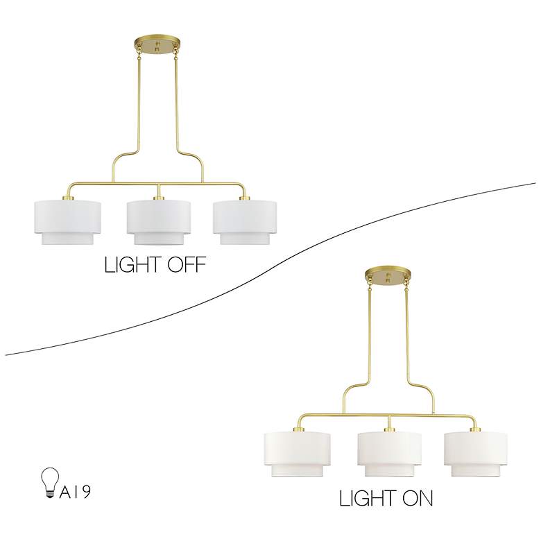 Image 7 Manorwood 3 Light Soft Gold Extra Large Linear Chandelier more views