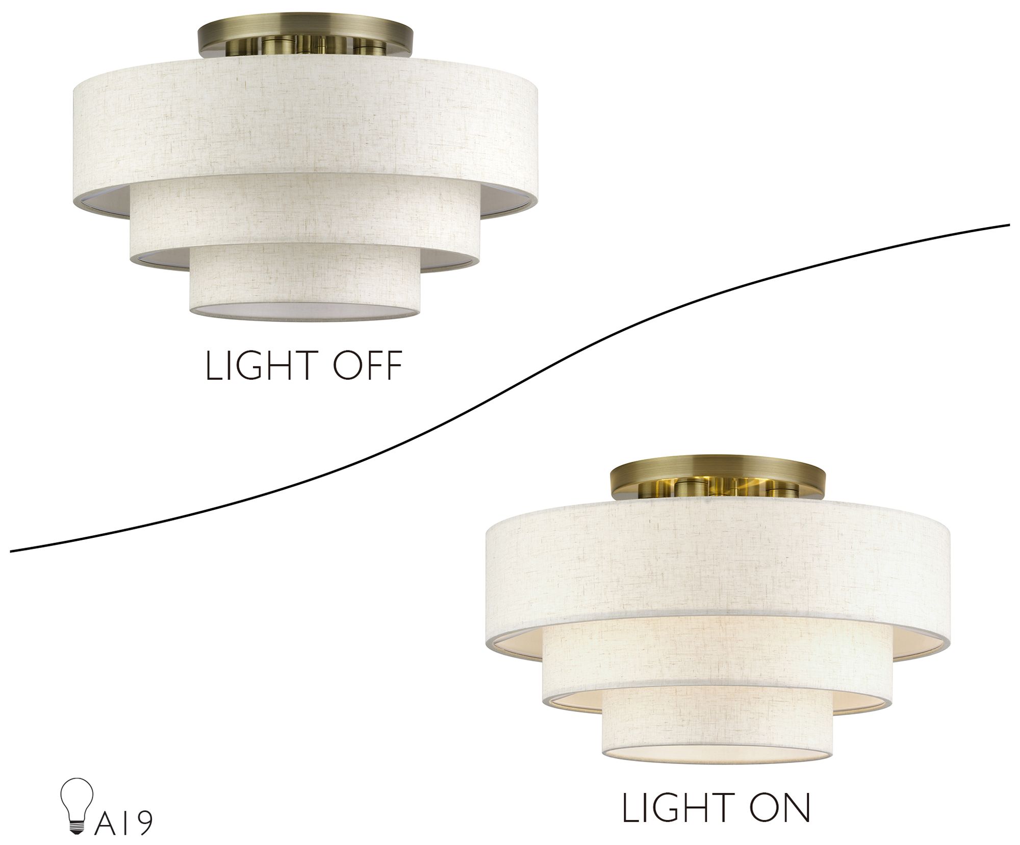 Manorwood 4 Light Antique Brass Extra Large Semi-Flush