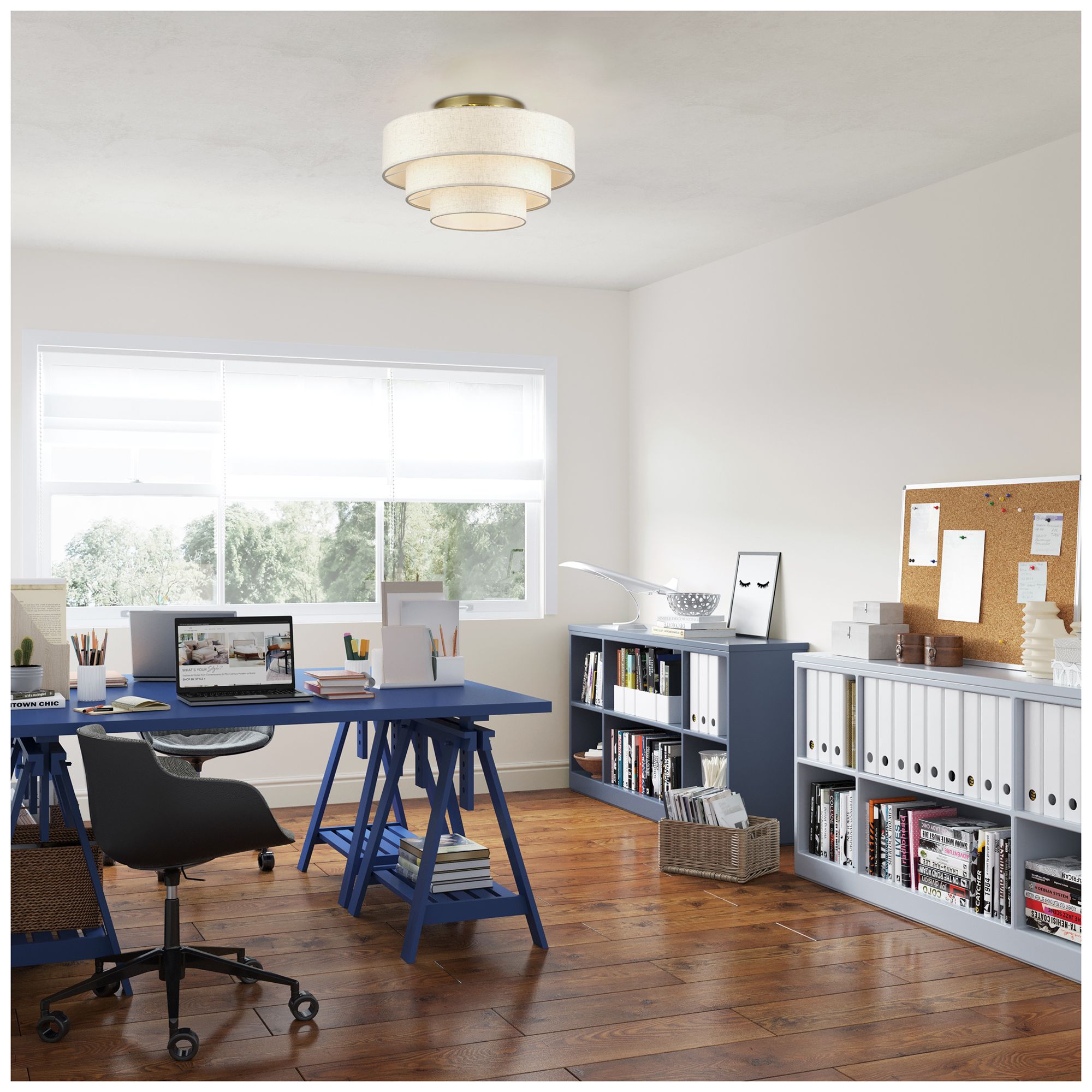 Manorwood 4 Light Antique Brass Extra Large Semi-Flush