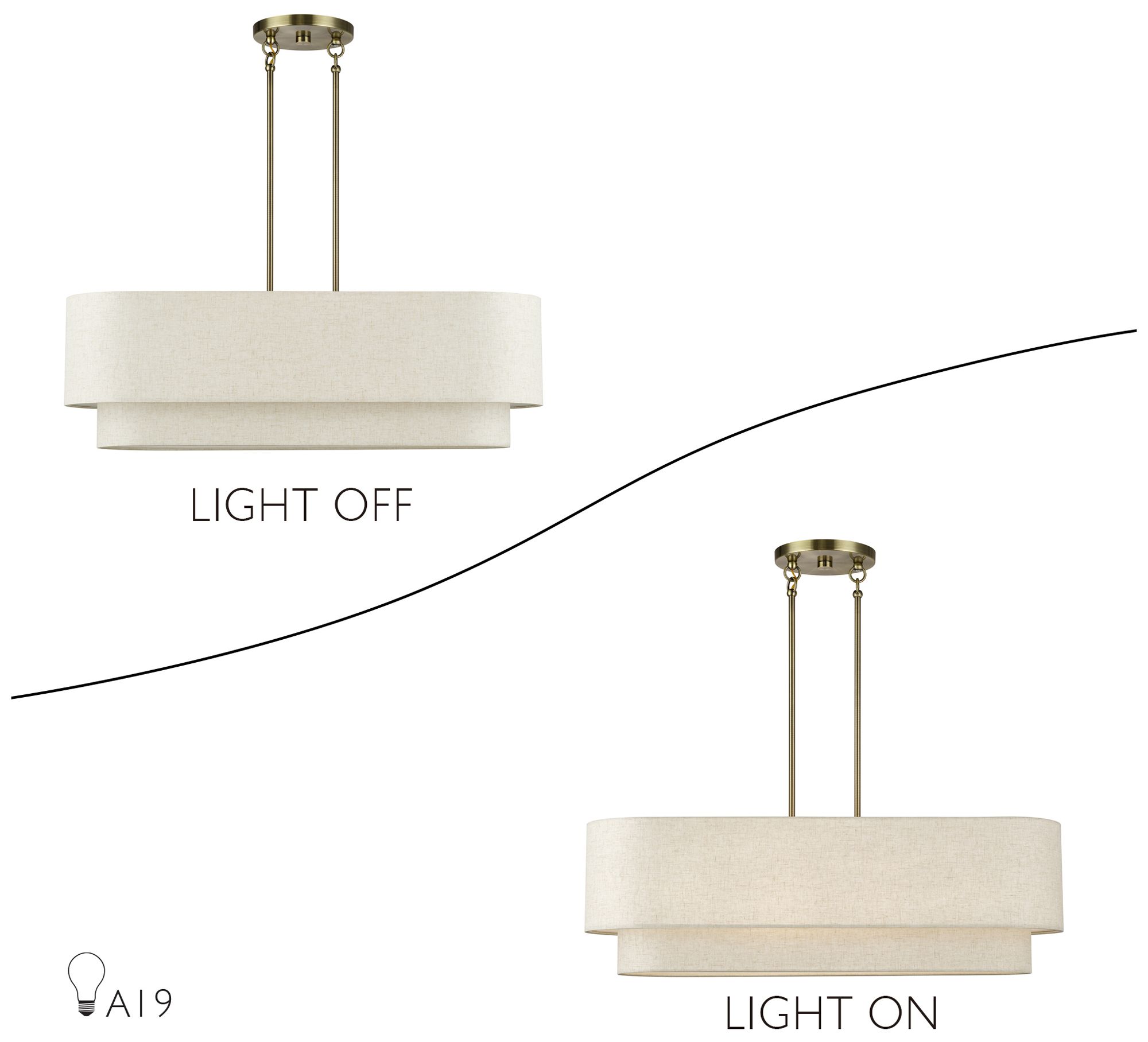 Manorwood 4 Light Antique Brass Large Linear Chandelier