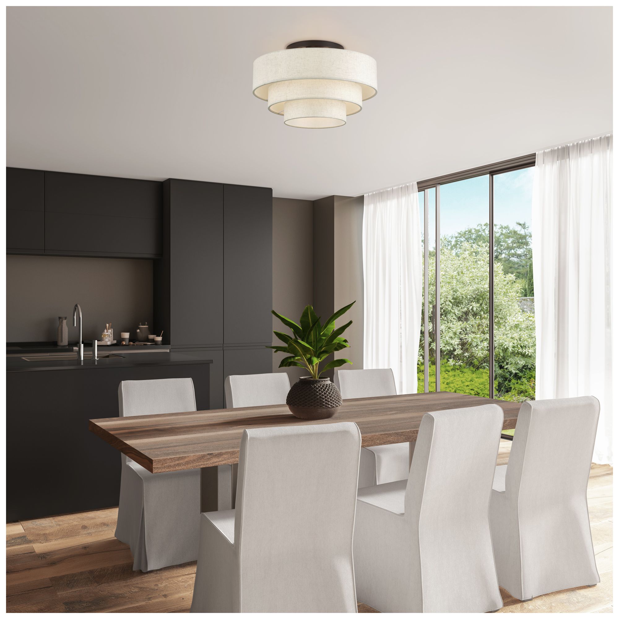 Manorwood 4 Light English Bronze Extra Large Semi-Flush