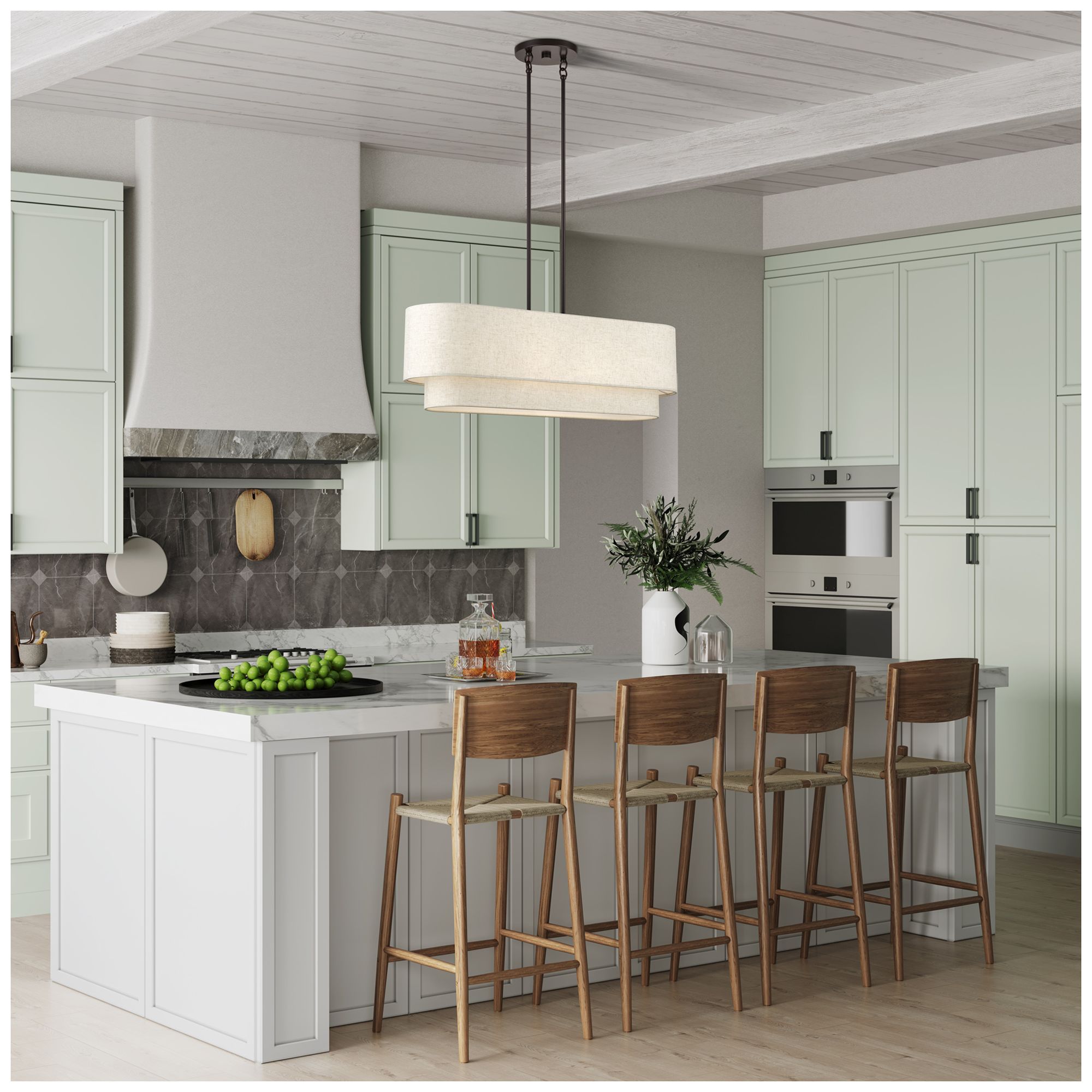 Manorwood 4 Light English Bronze Large Linear Chandelier