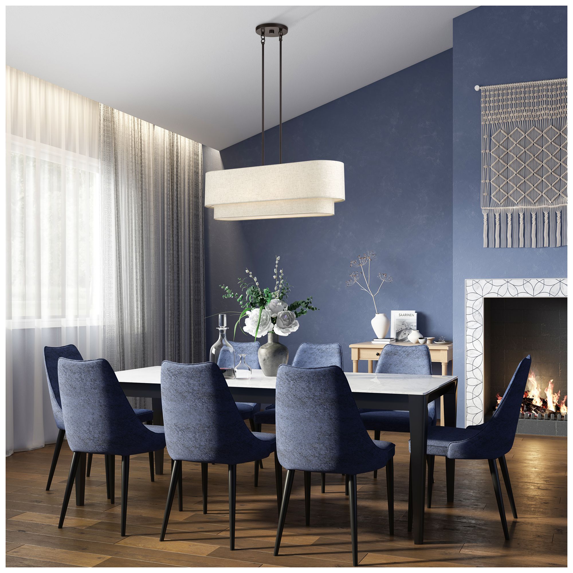 Manorwood 4 Light English Bronze Large Linear Chandelier