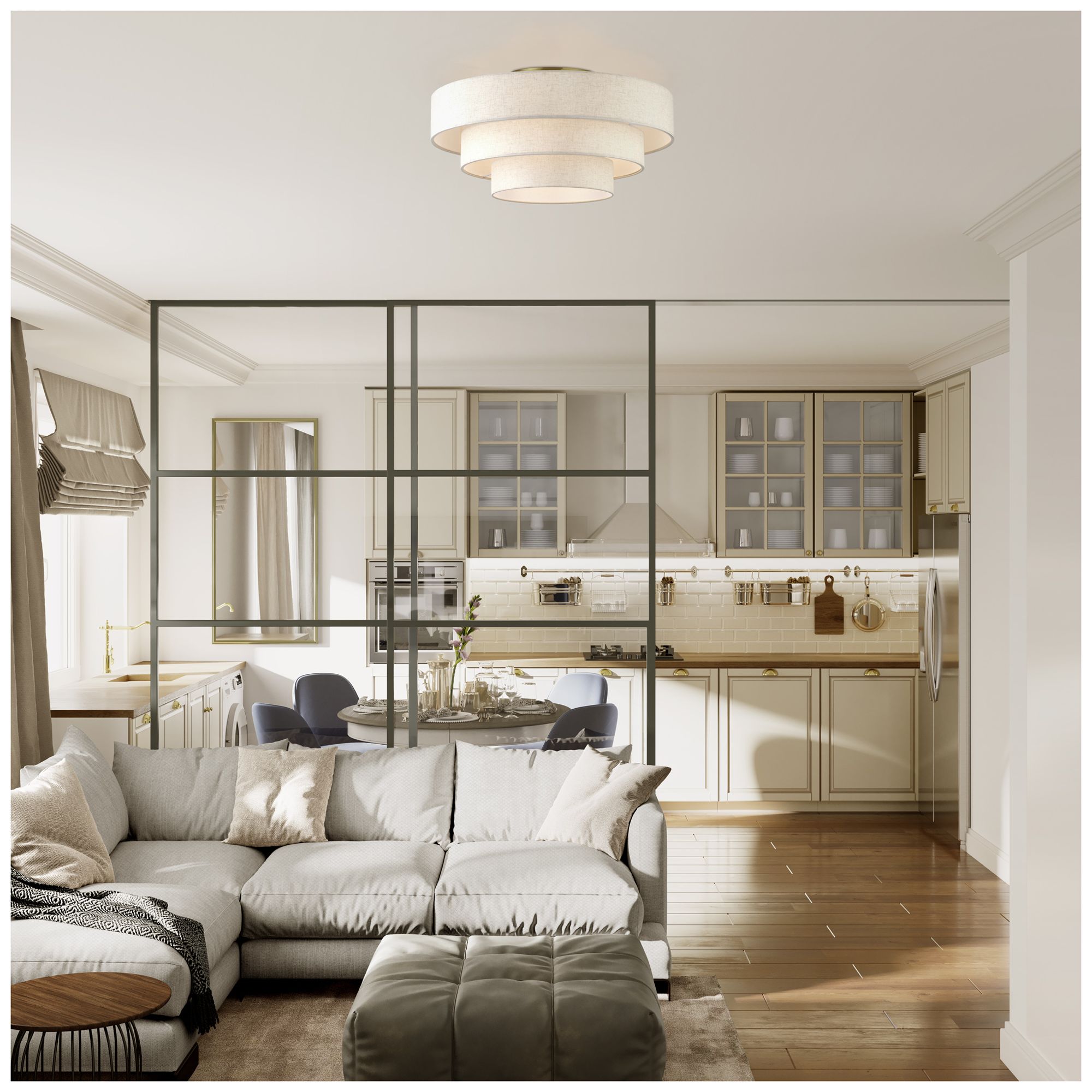 Manorwood 5 Light Antique Brass Extra Large Semi-Flush