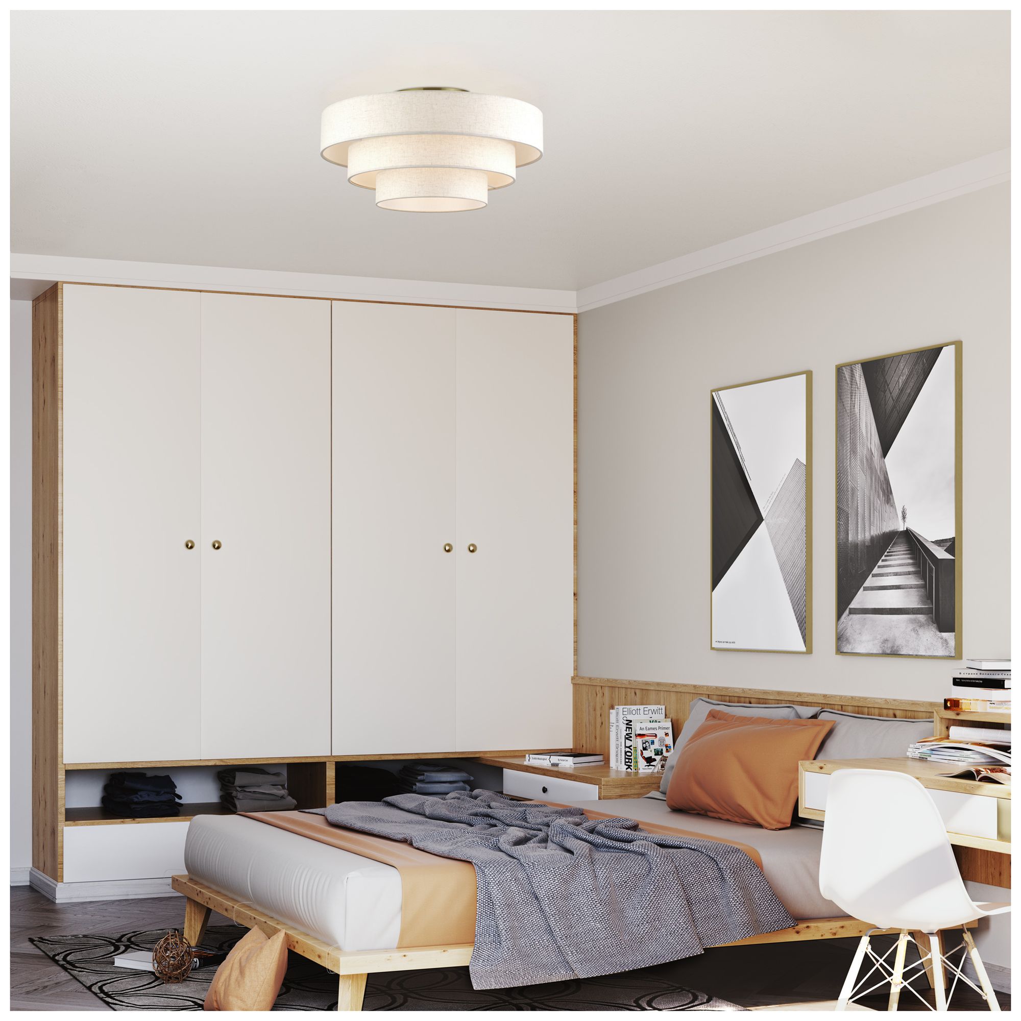 Manorwood 5 Light Antique Brass Extra Large Semi-Flush