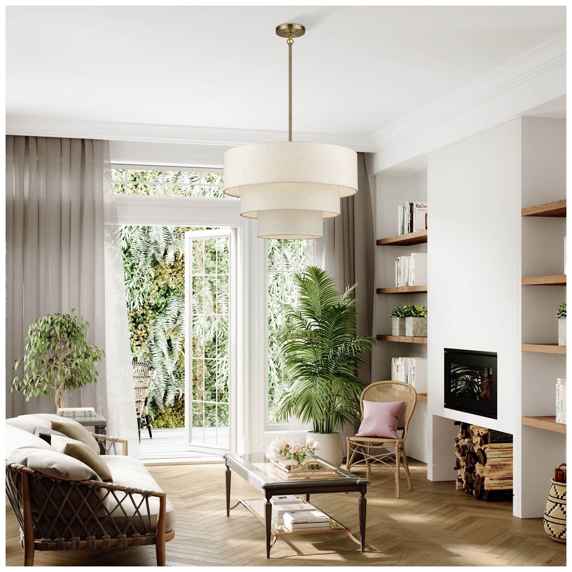 Manorwood 5 Light Antique Brass Medium Pendant Chandelier