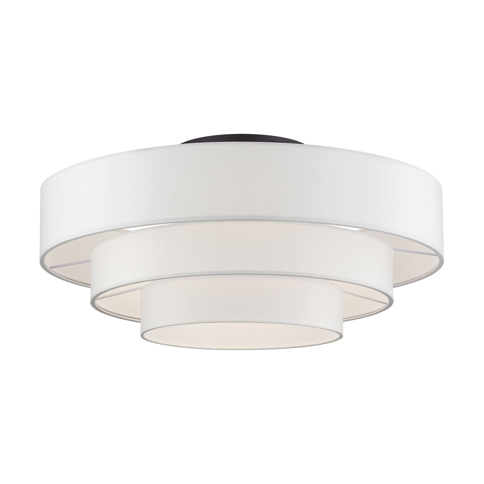 Image 3 Manorwood 5-Light Bronze Semi-Flush with Off-White Shades more views