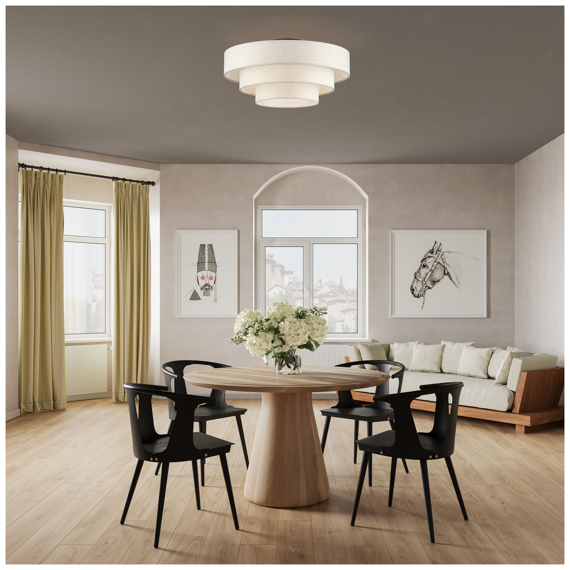 Manorwood 5 Light English Bronze Extra Large Semi-Flush