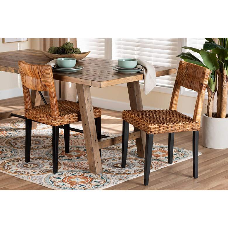 Image 1 Manrico Natural Brown Rattan Dining Chairs Set of 2