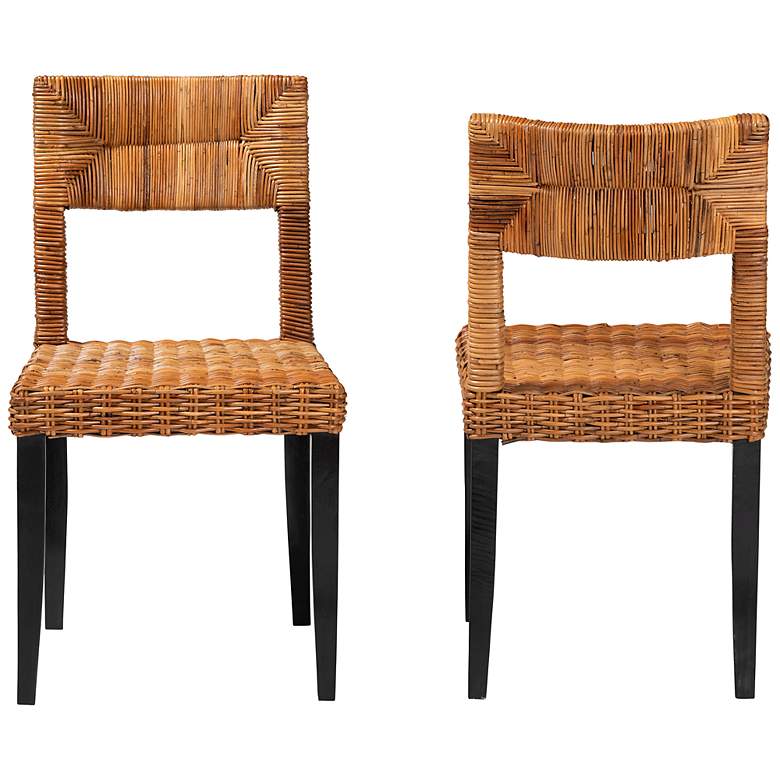 Image 6 Manrico Natural Brown Rattan Dining Chairs Set of 2 more views