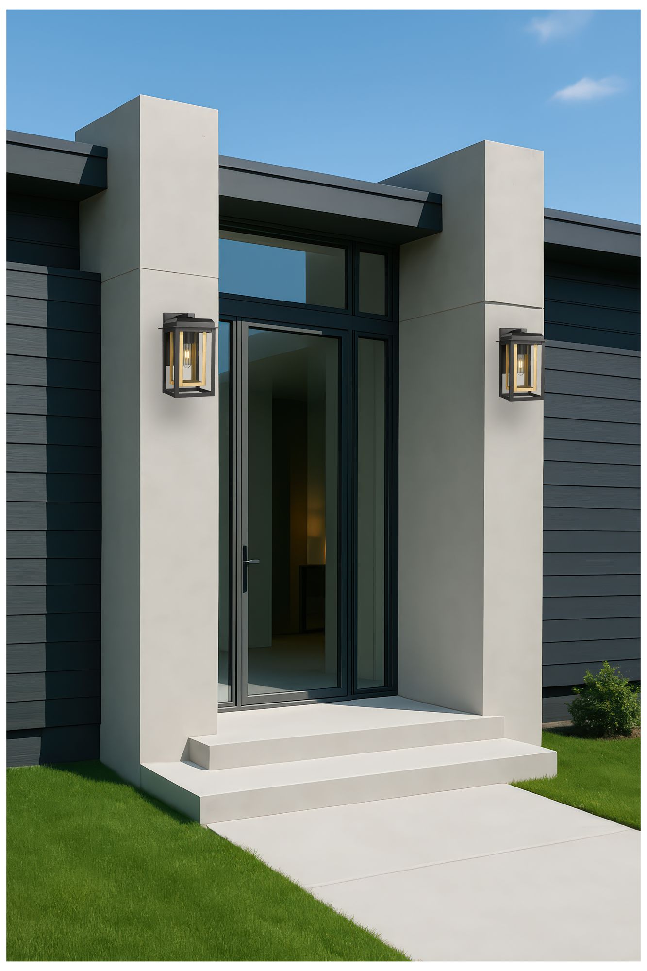 Image 3 Mansfield 13" Matte Black & Brass Coastal Outdoor Sconce With Clear Glass more views