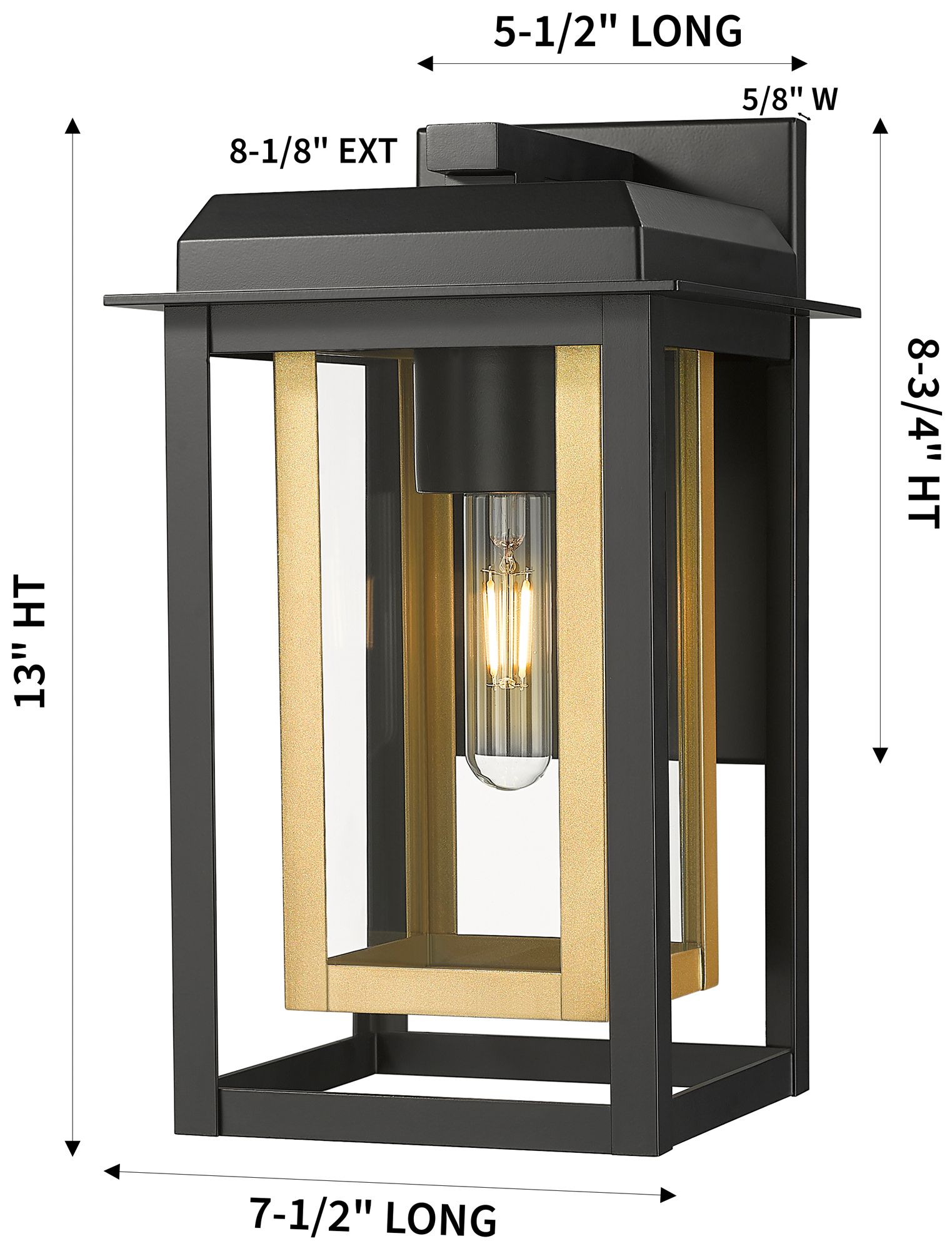 Image 5 Mansfield 13" Matte Black & Brass Coastal Outdoor Sconce With Clear Glass more views