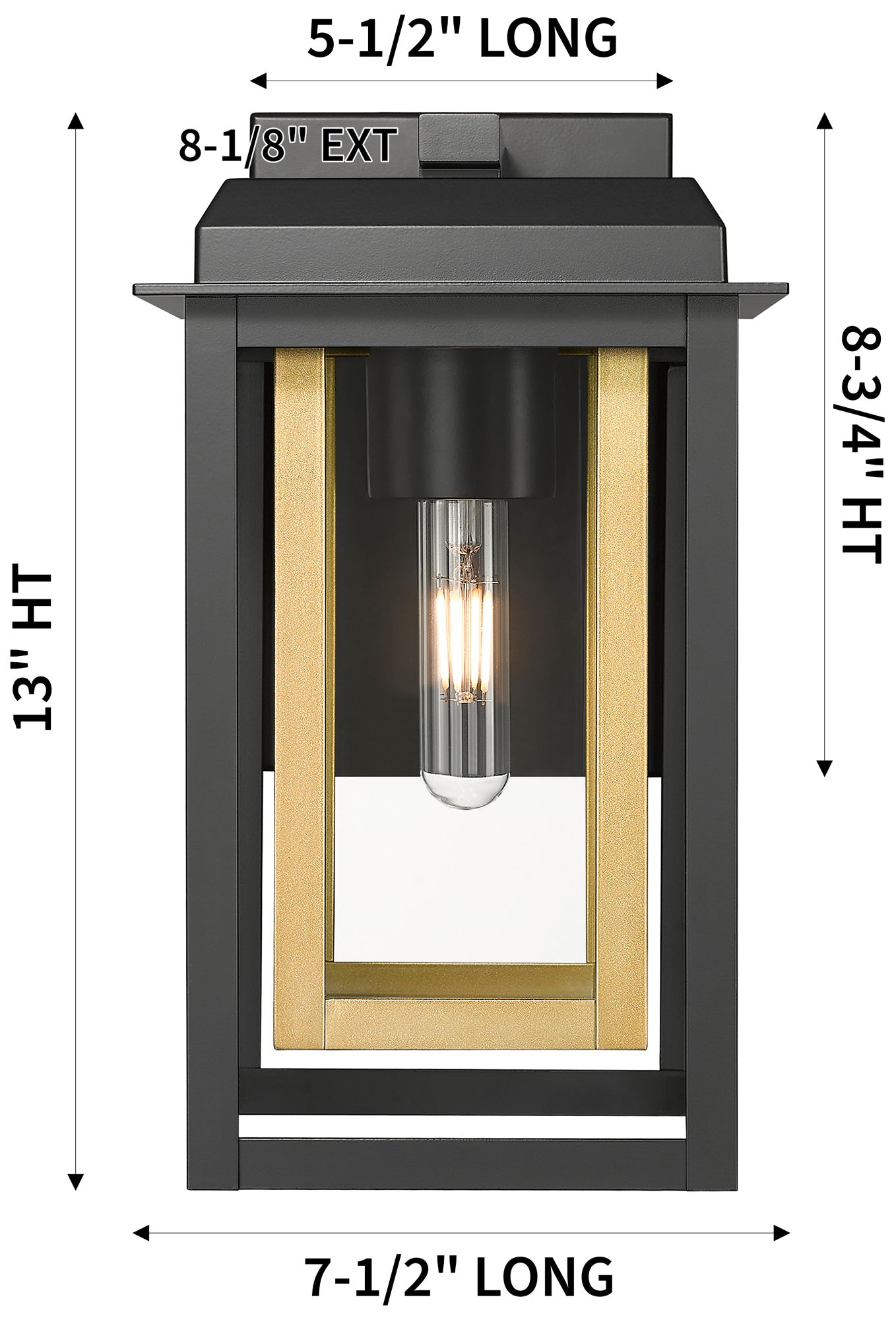 Image 6 Mansfield 13" Matte Black & Brass Coastal Outdoor Sconce With Clear Glass more views
