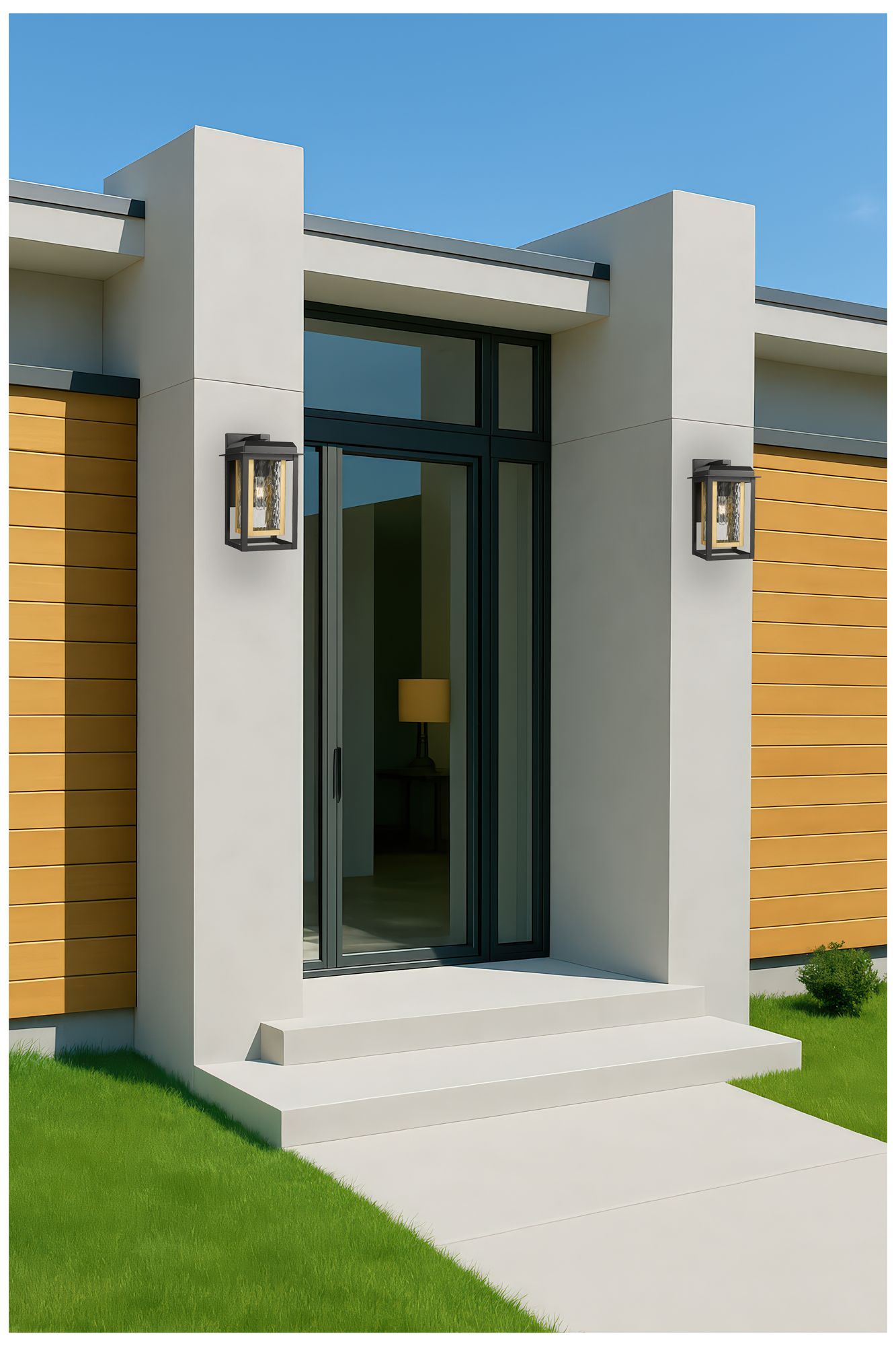 Image 3 Mansfield 13" Matte Black & Brass Coastal Outdoor Sconce With Water Glass more views