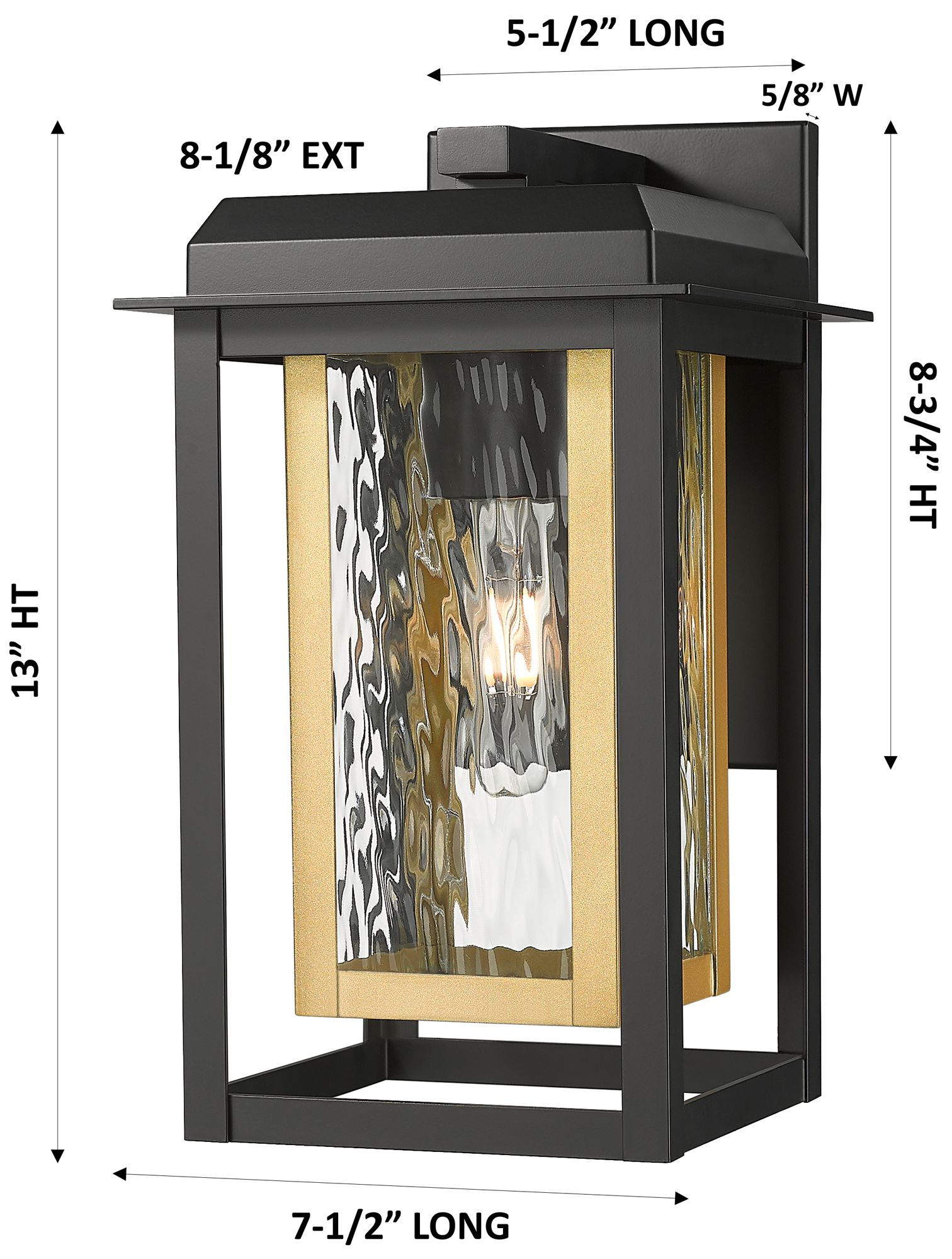 Image 4 Mansfield 13" Matte Black & Brass Coastal Outdoor Sconce With Water Glass more views