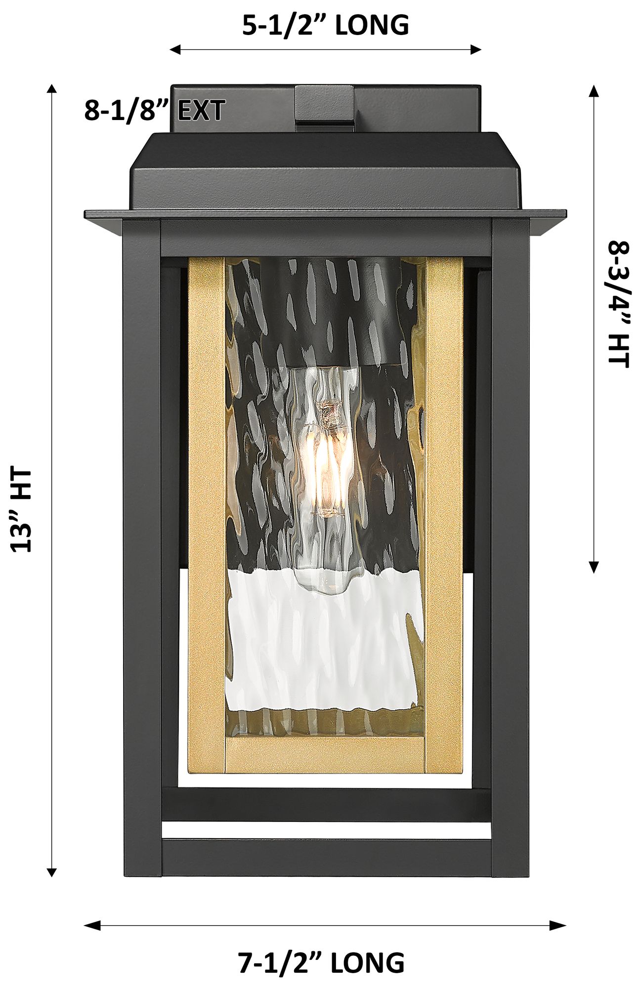 Image 5 Mansfield 13" Matte Black & Brass Coastal Outdoor Sconce With Water Glass more views