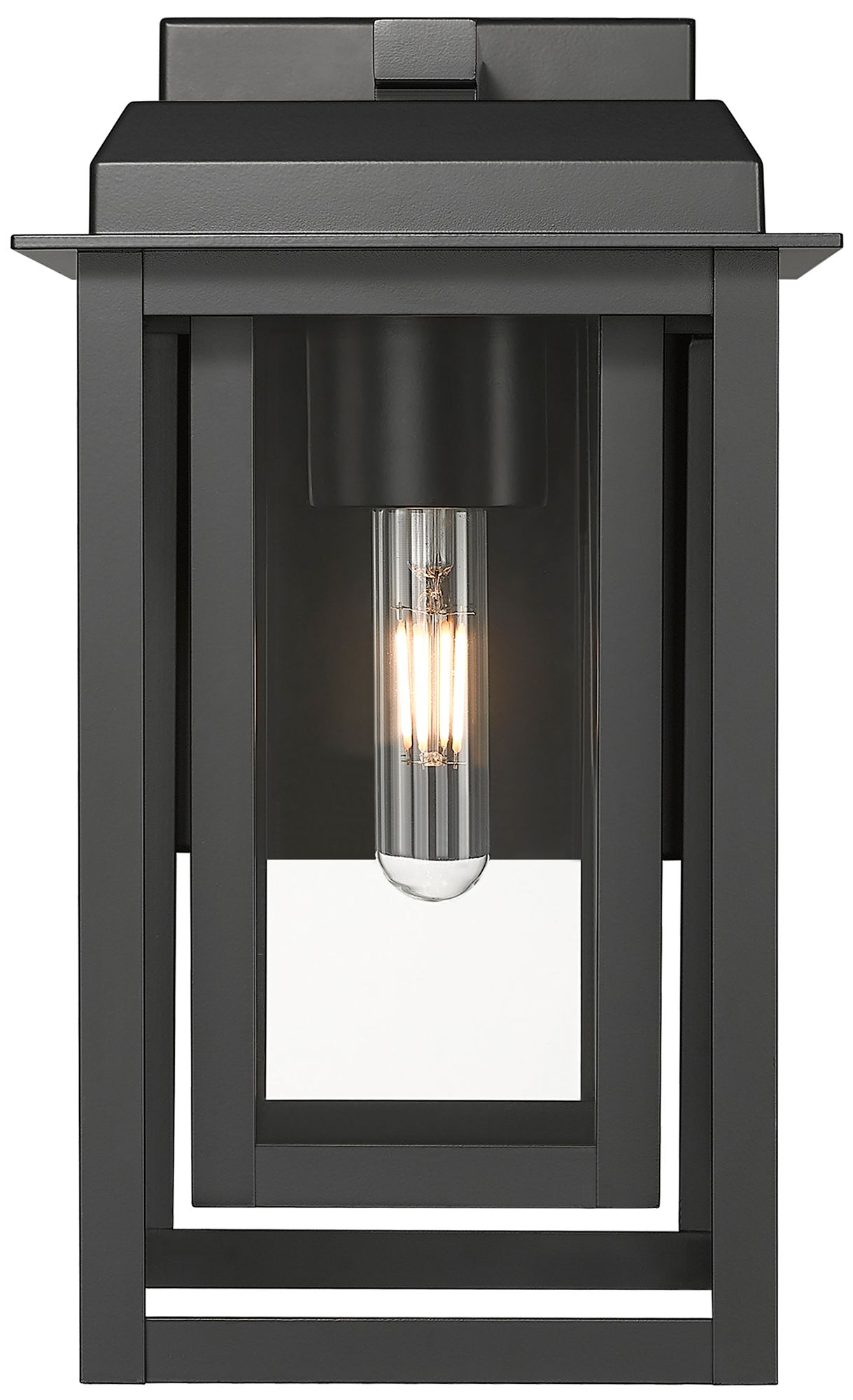 Image 2 Mansfield 13" Matte Black Coastal Outdoor Sconce With Clear Glass more views