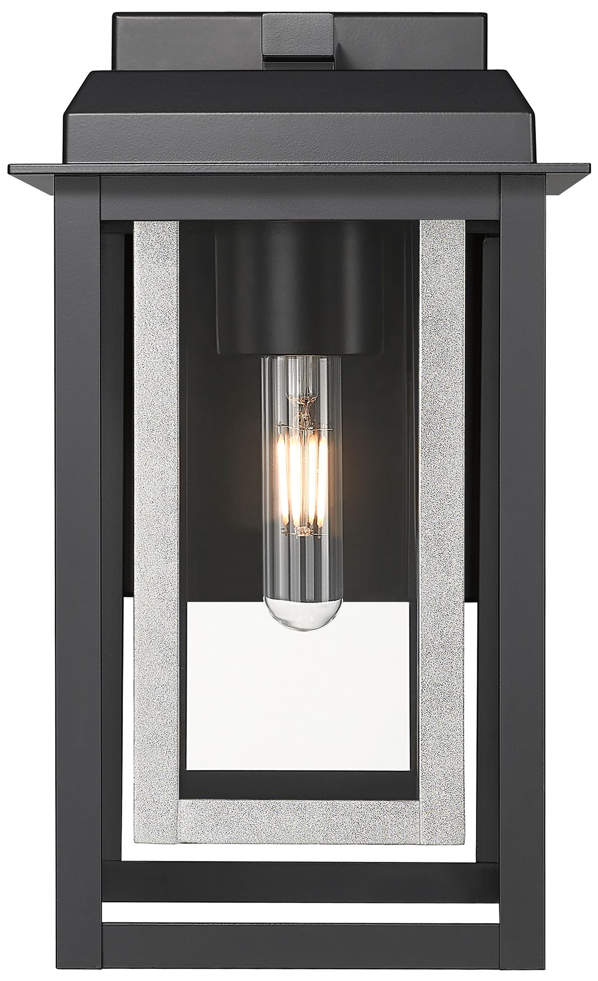 Image 2 Mansfield 13" Matte Black & Silver Coastal Outdoor Sconce With Clear Glass more views