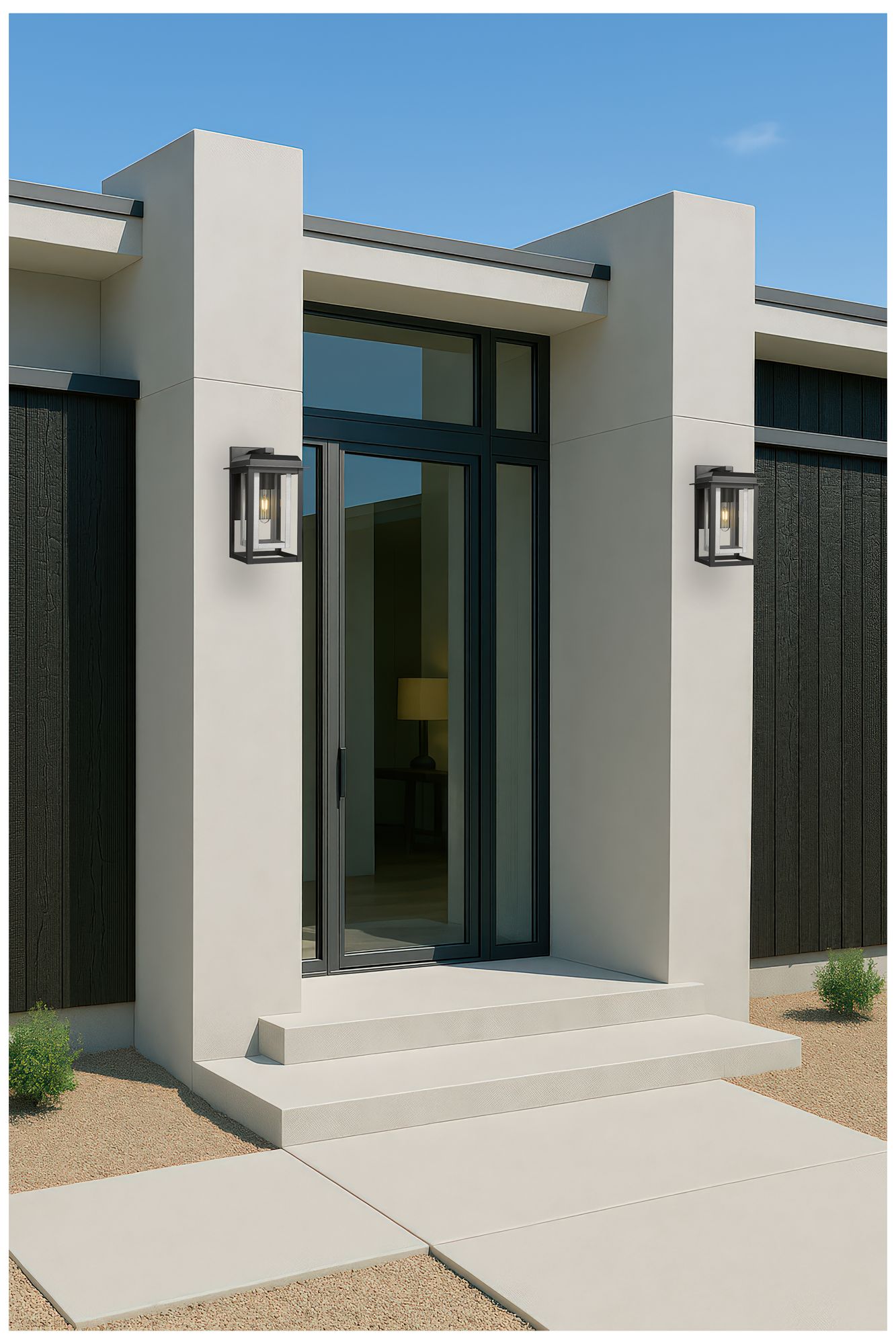 Image 3 Mansfield 13" Matte Black & Silver Coastal Outdoor Sconce With Clear Glass more views
