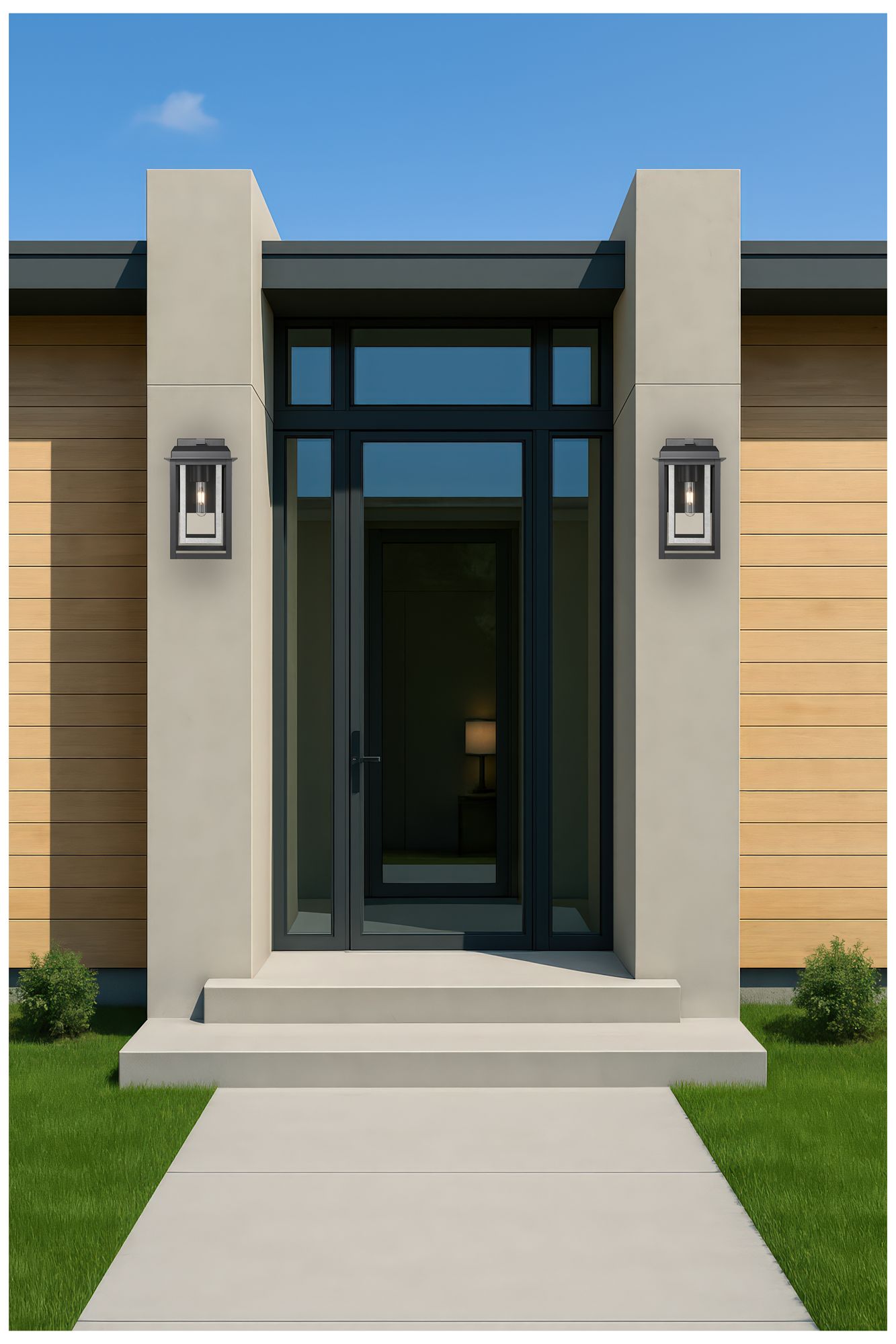 Image 4 Mansfield 13" Matte Black & Silver Coastal Outdoor Sconce With Clear Glass more views