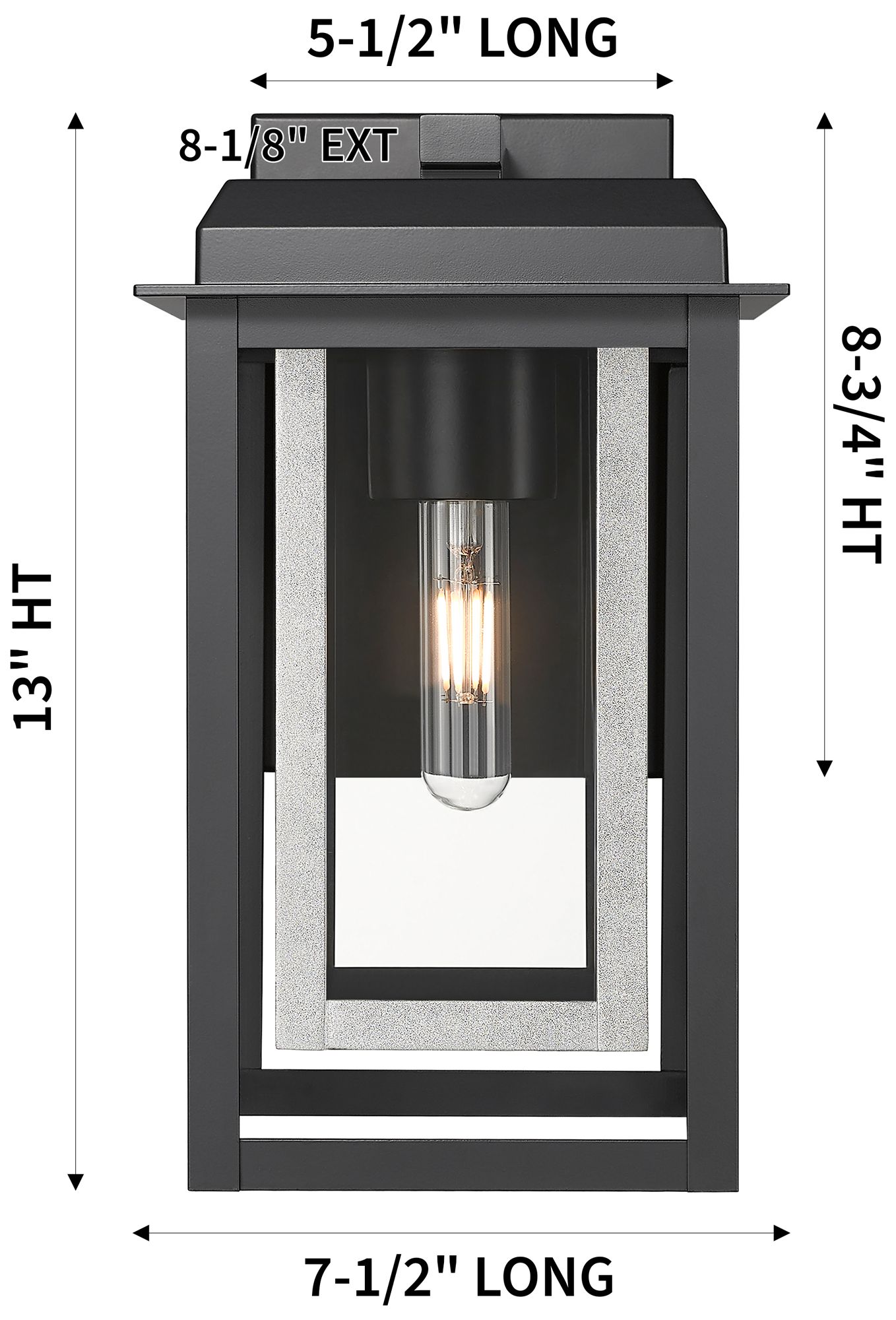 Image 6 Mansfield 13" Matte Black & Silver Coastal Outdoor Sconce With Clear Glass more views