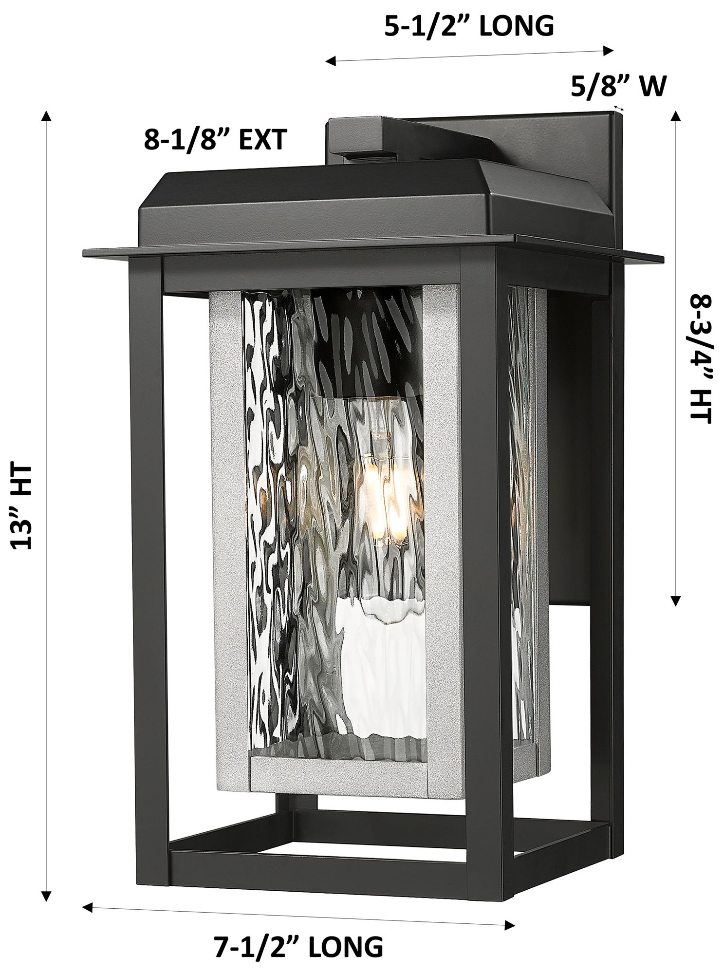 Image 5 Mansfield 13" Matte Black & Silver Coastal Outdoor Sconce With Water Glass more views