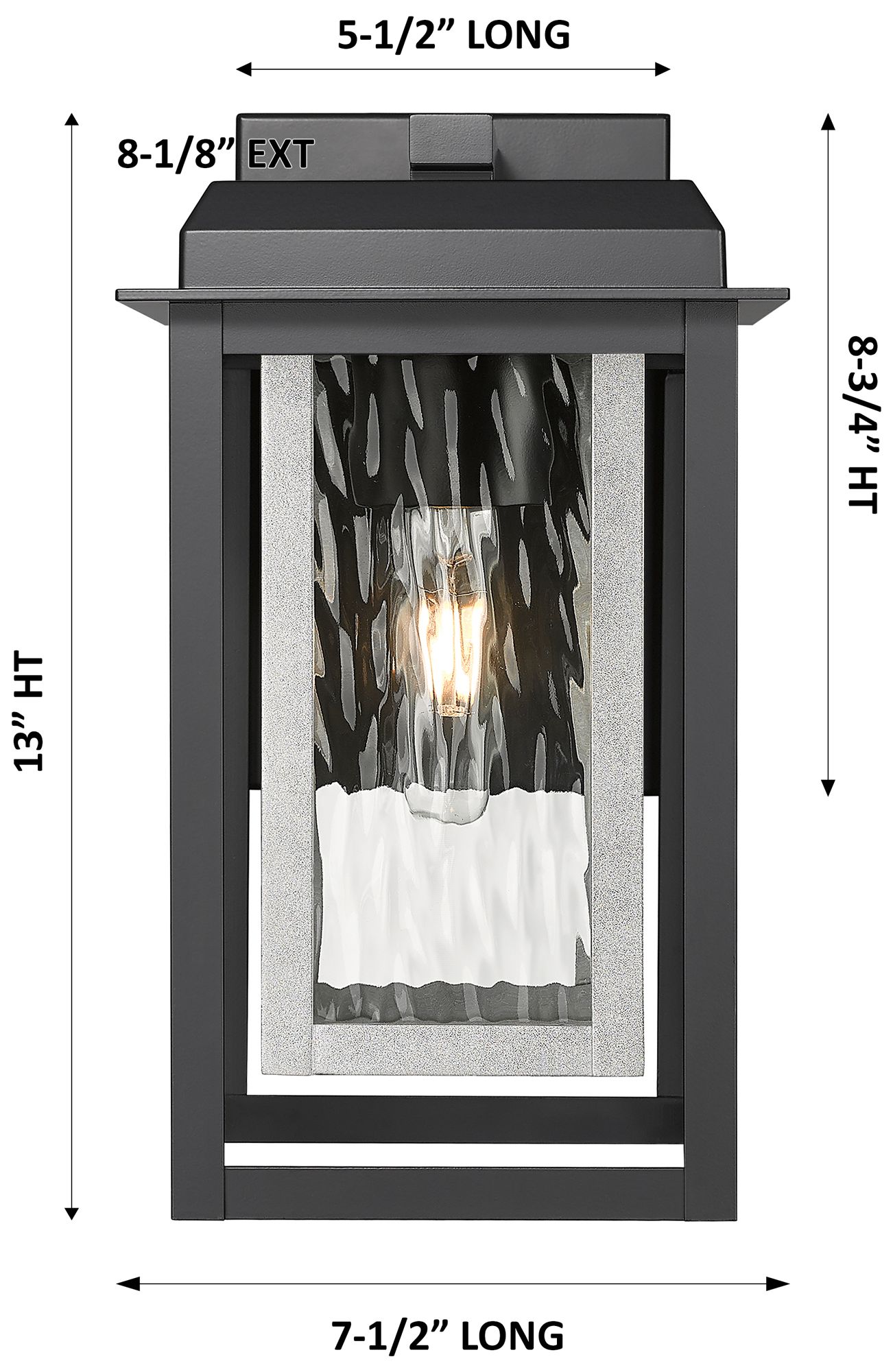 Image 6 Mansfield 13" Matte Black & Silver Coastal Outdoor Sconce With Water Glass more views