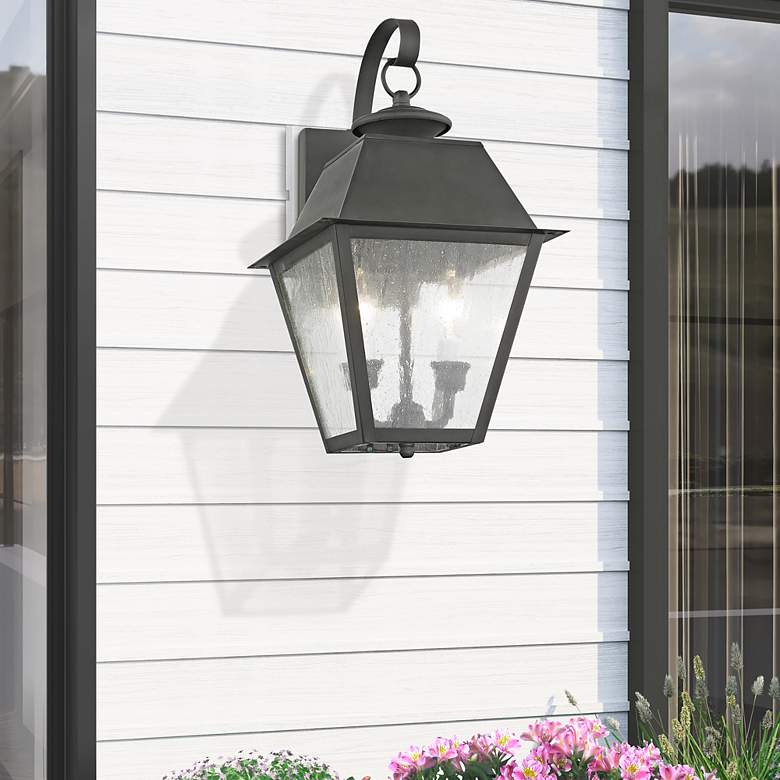 Image 1 Mansfield 16 1/2" High Charcoal 2-Light Outdoor Wall Lantern