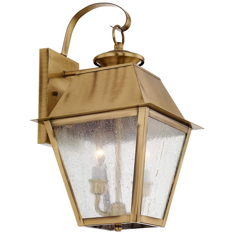 Image 3 Mansfield 16 1/2 inchH Antique Brass 2-Light Outdoor Wall Light