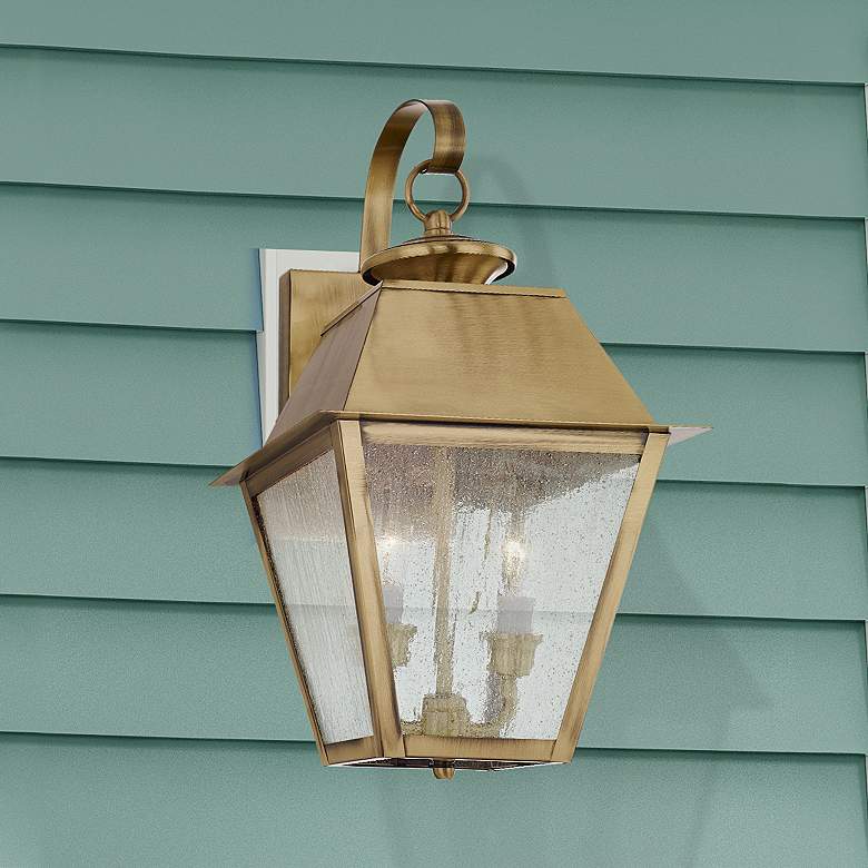 Image 2 Mansfield 16 1/2"H Antique Brass 2-Light Outdoor Wall Light