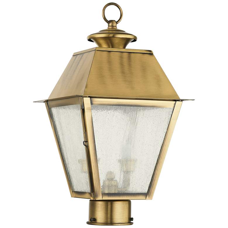 Image 2 Mansfield 17 1/2"H Antique Brass 2-Light Outdoor Post Light