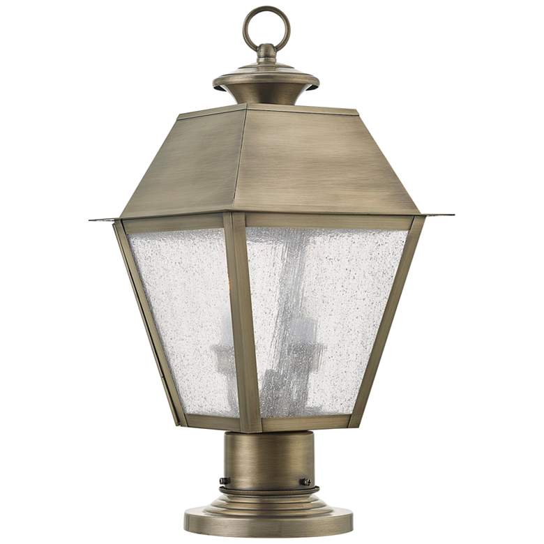 Image 2 Mansfield 17 1/2"H Vintage Pewter 2-Light Outdoor Post Light