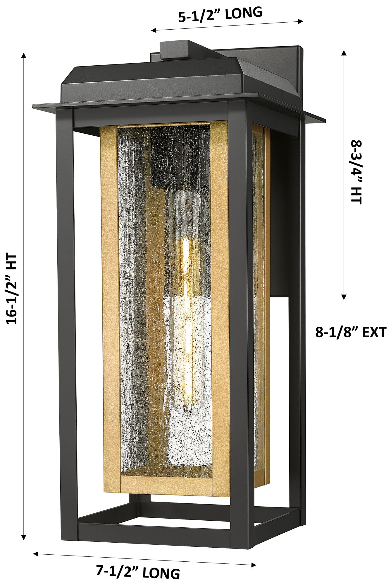 Image 3 Mansfield 17" Matte Black & Brass Coastal Outdoor Sconce With Seeded Glass more views