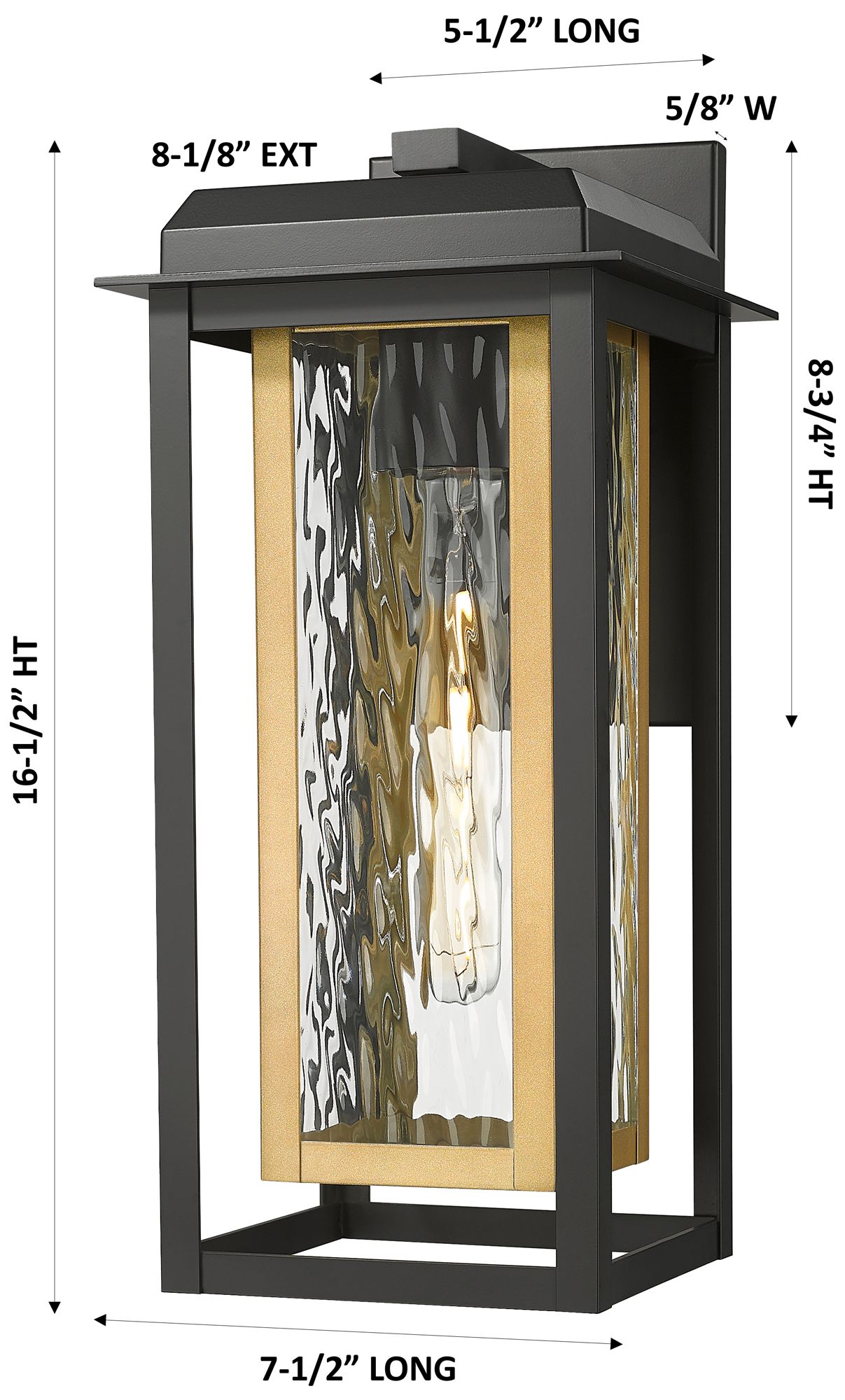 Image 3 Mansfield 17" Matte Black & Brass Coastal Outdoor Sconce With Water Glass more views