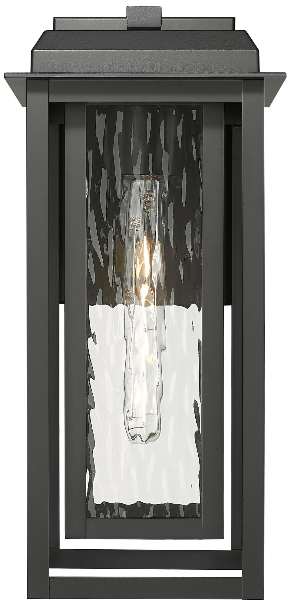 Image 2 Mansfield 17" Matte Black Coastal Outdoor Sconce With Water Glass more views