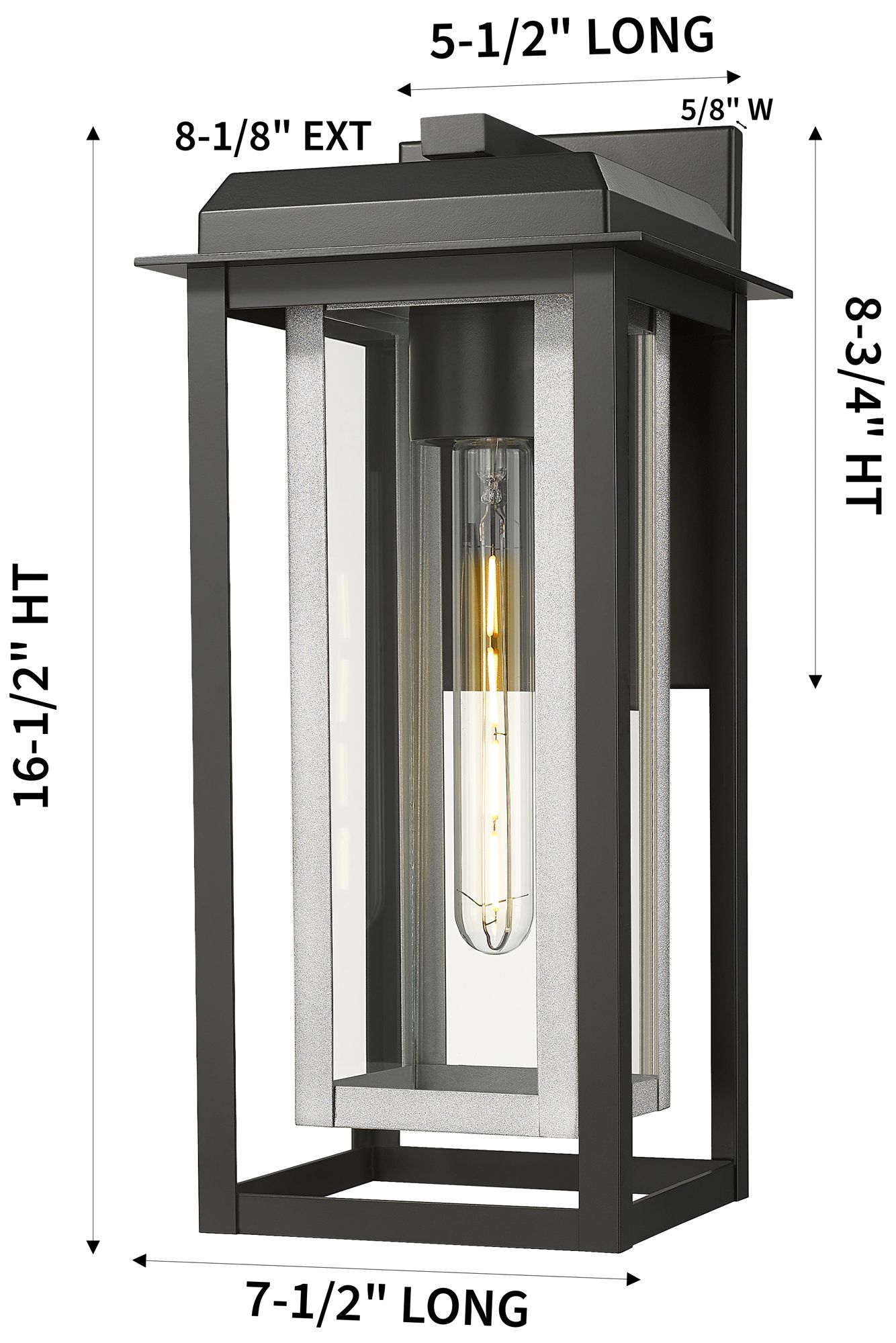 Image 3 Mansfield 17" Matte Black & Silver Coastal Outdoor Sconce With Clear Glass more views
